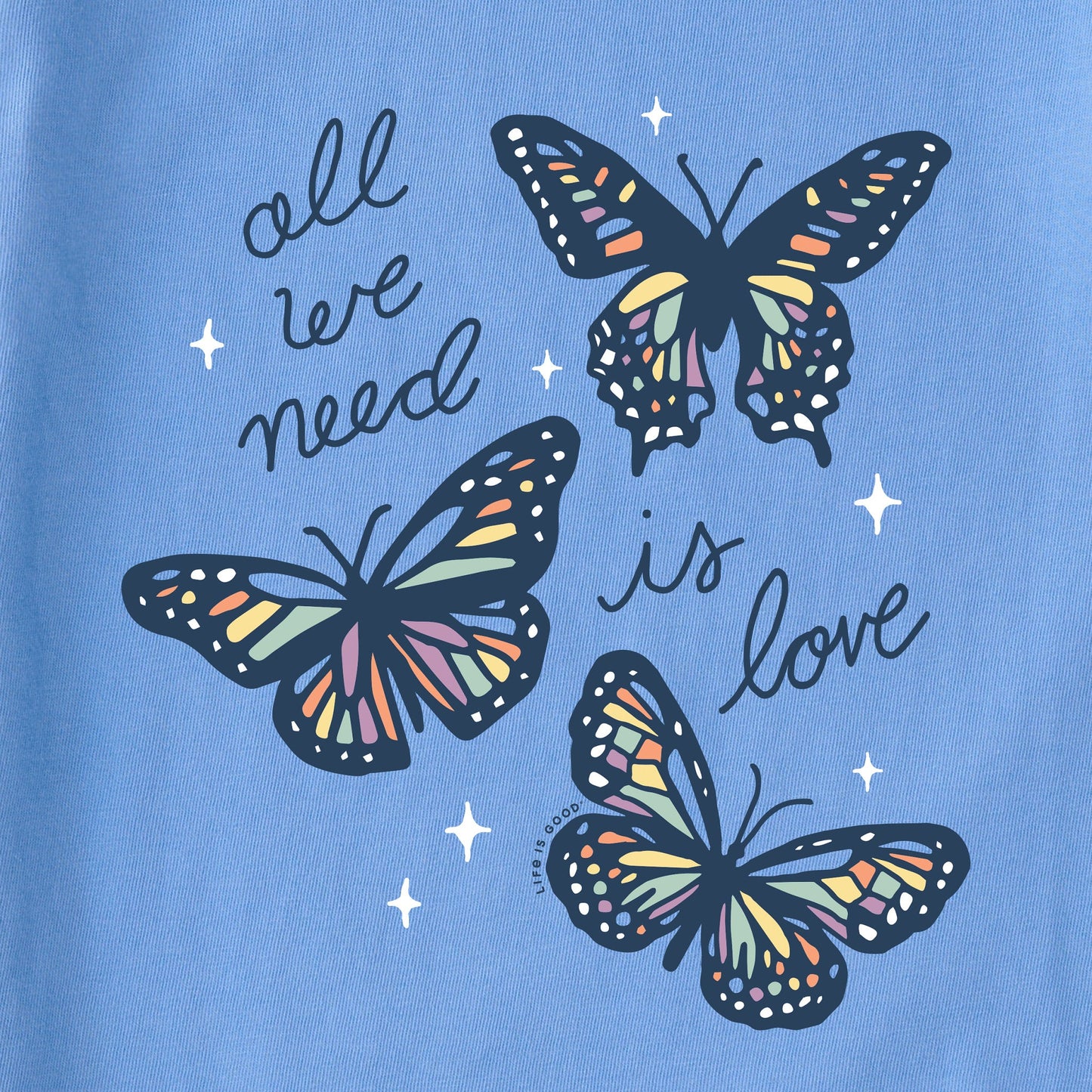 Kids All We Need is Love Butterflies Long Sleeve Crusher Tee