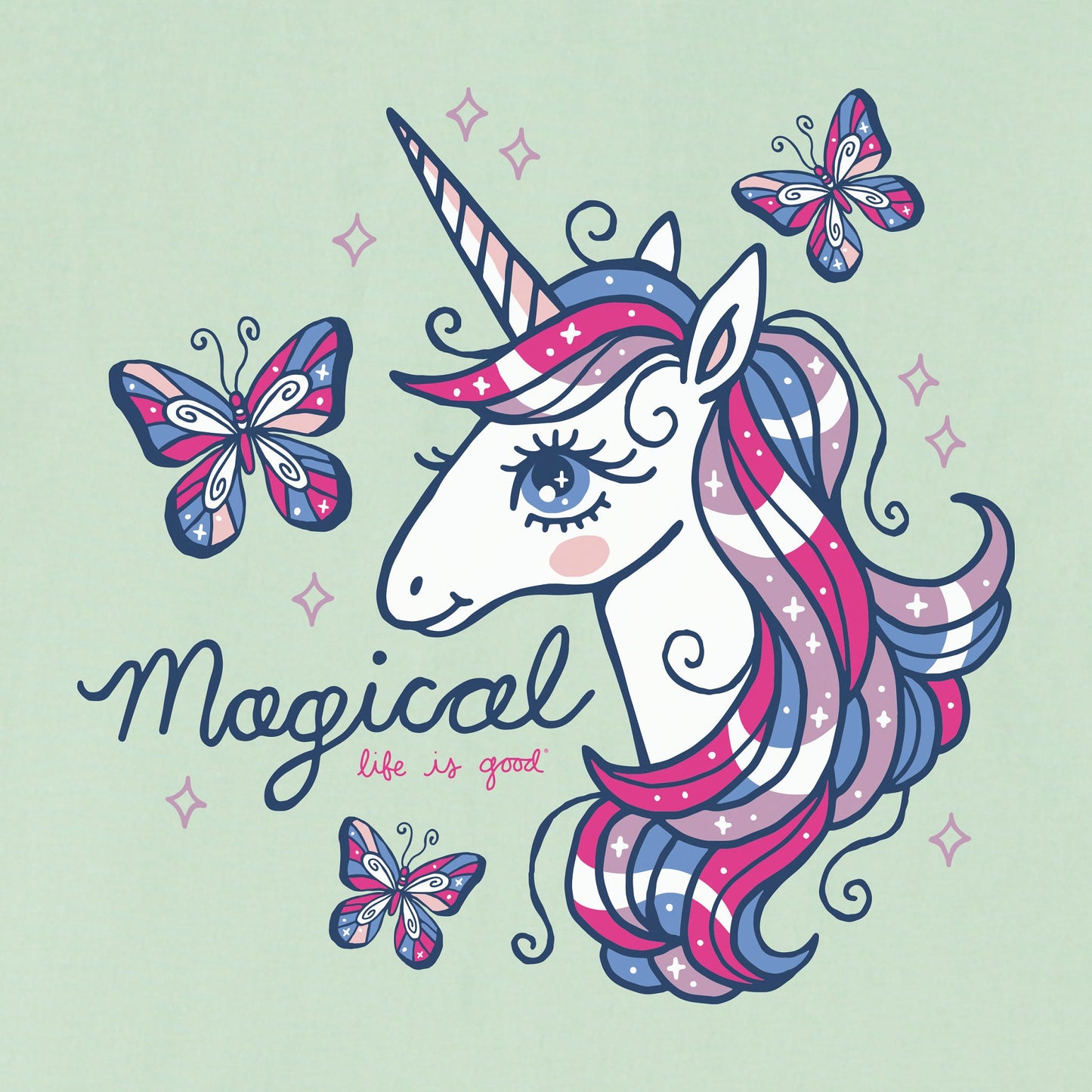 Kids Unicorns and Butterflies Long Sleeve Crusher Tee