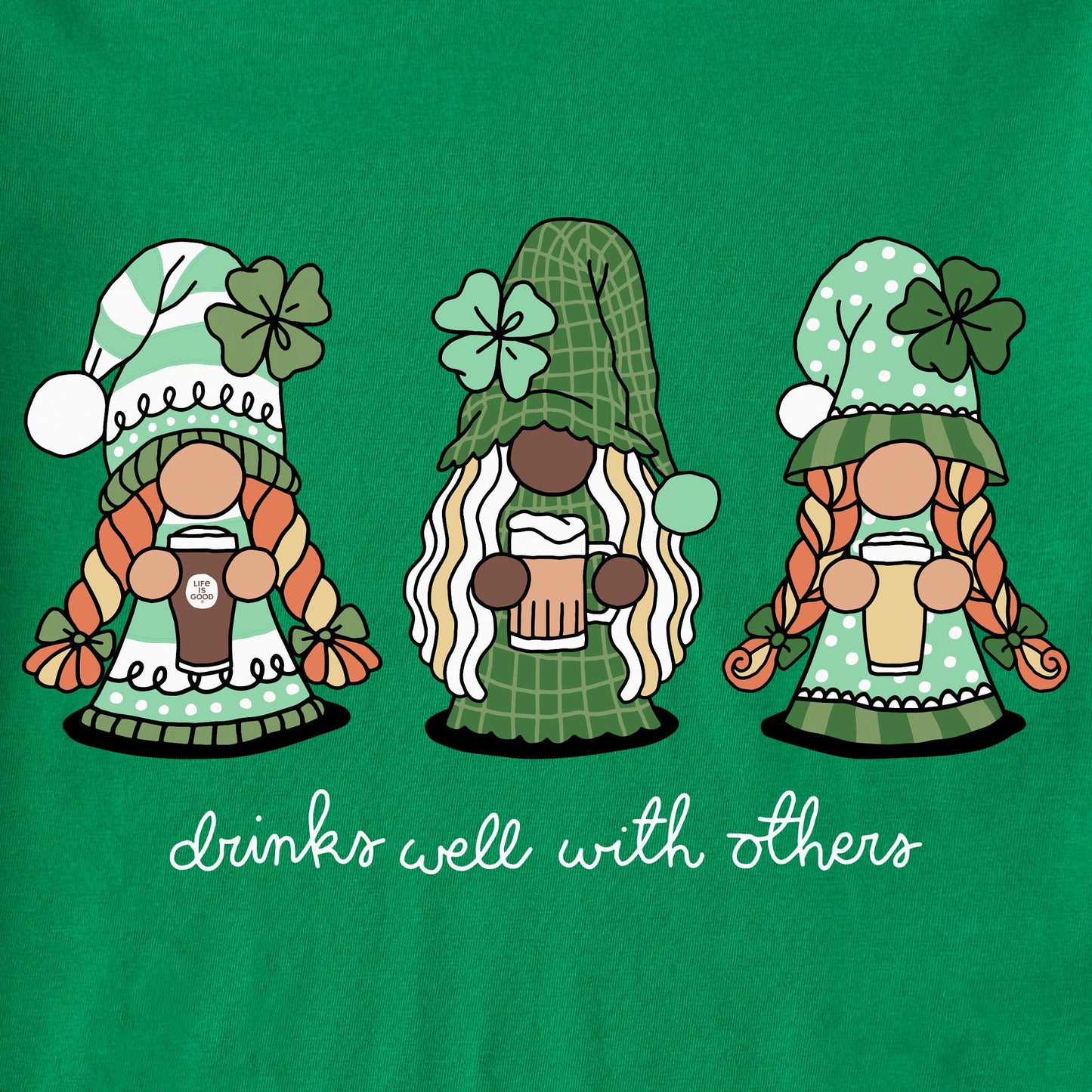 Women's Gnomes Drinks Well With Others Short Sleeve Crusher Tee