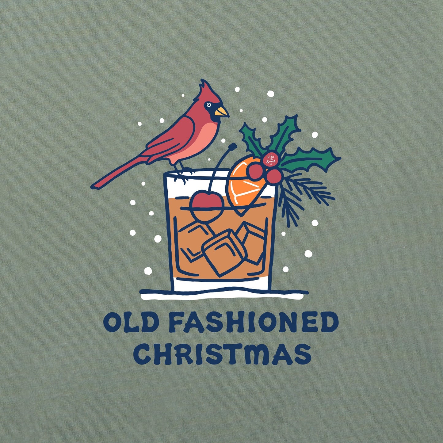Men's Old Fashioned Christmas Cardinal Long Sleeve Crusher Tee