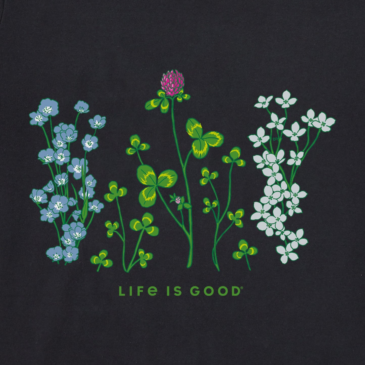 Women's Detailed Clovers and Wildflowers Long Sleeve Crusher Tee