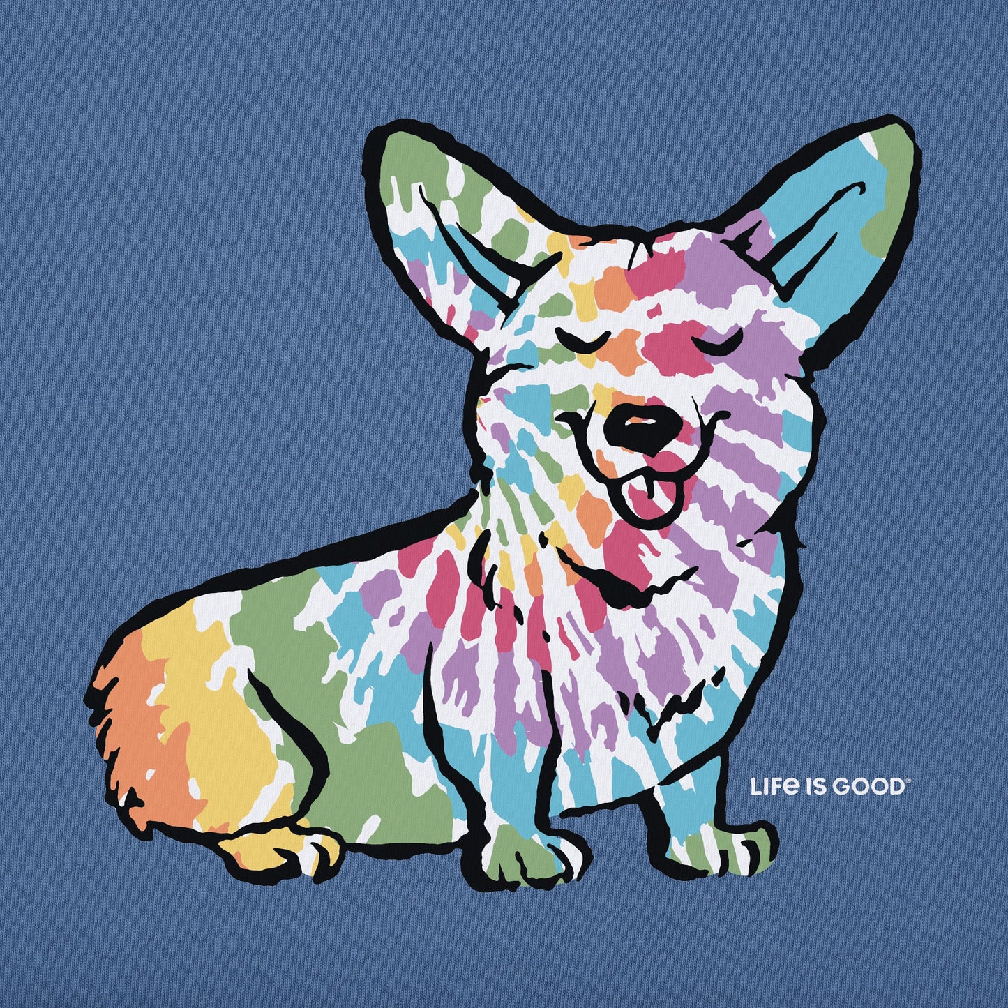 Men's Tie Dye Dog Corgi Short Sleeve Crusher Tee