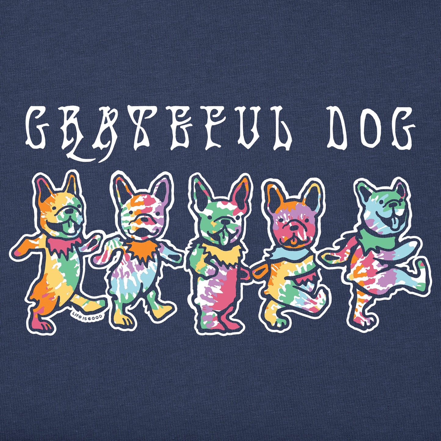 Men's Grateful Tie Dye French Bull Dog Short Sleeve Crusher Tee