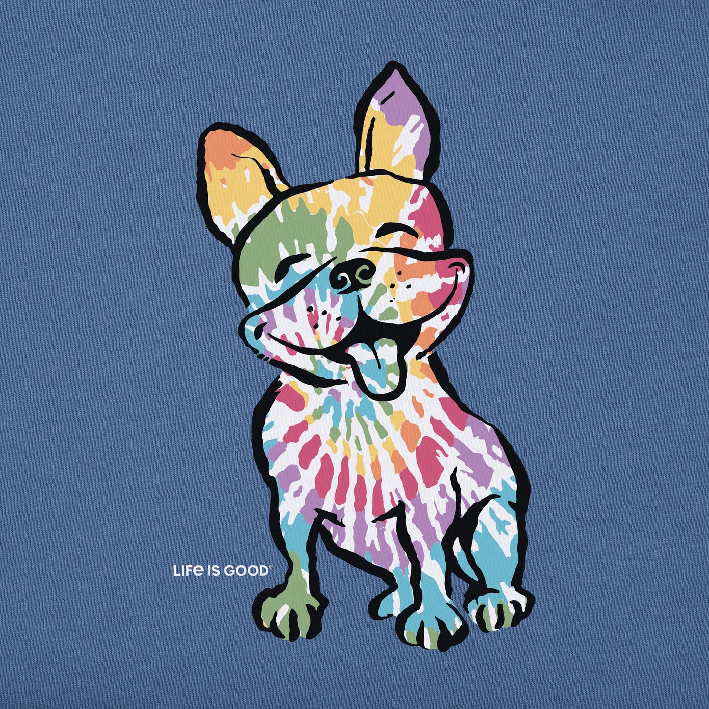 Women's Tie Dye French Bull Dog Short Sleeve Crusher Tee