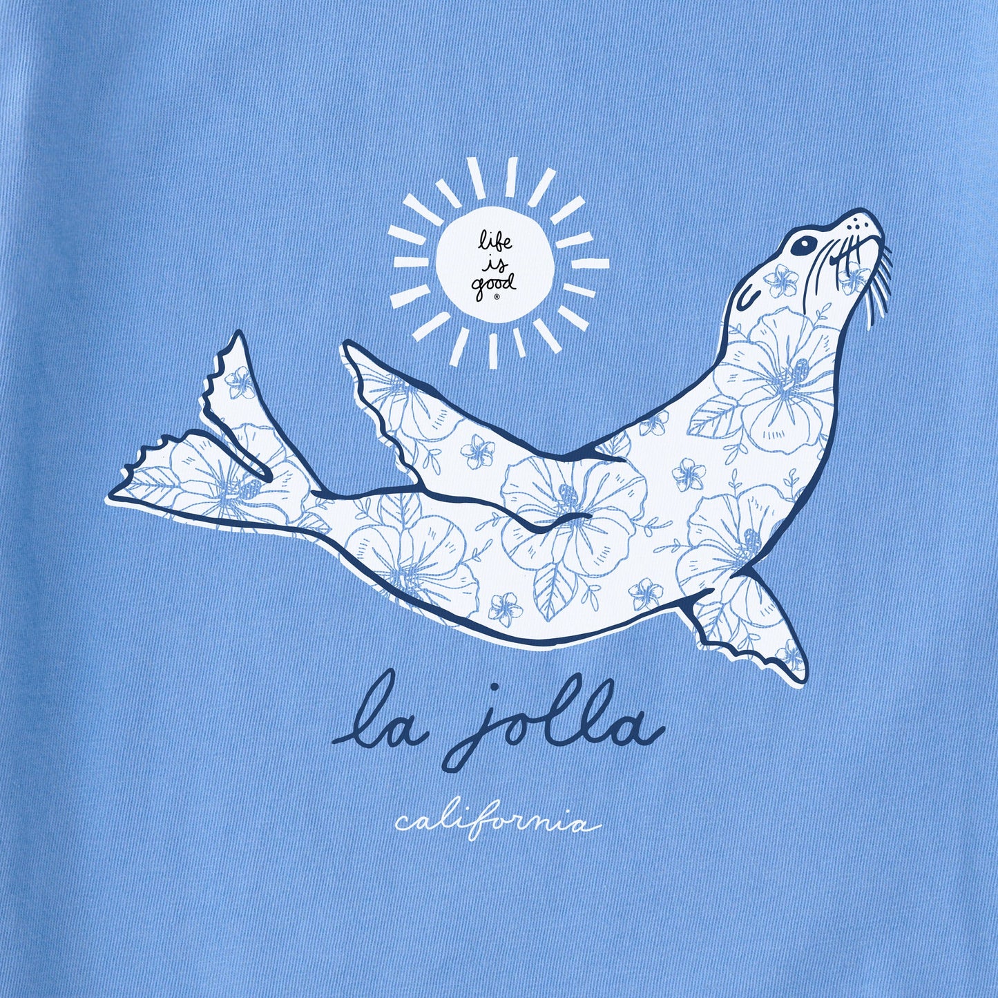 Women's Sunny Flower Sea Lion La Jolla Short Sleeve Crusher-LITE Vee