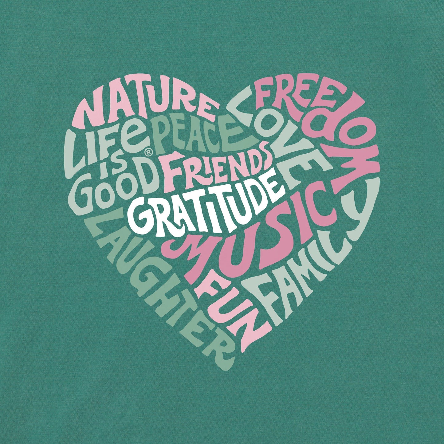 Women's Gratitude Heart Long Sleeve Crusher Vee