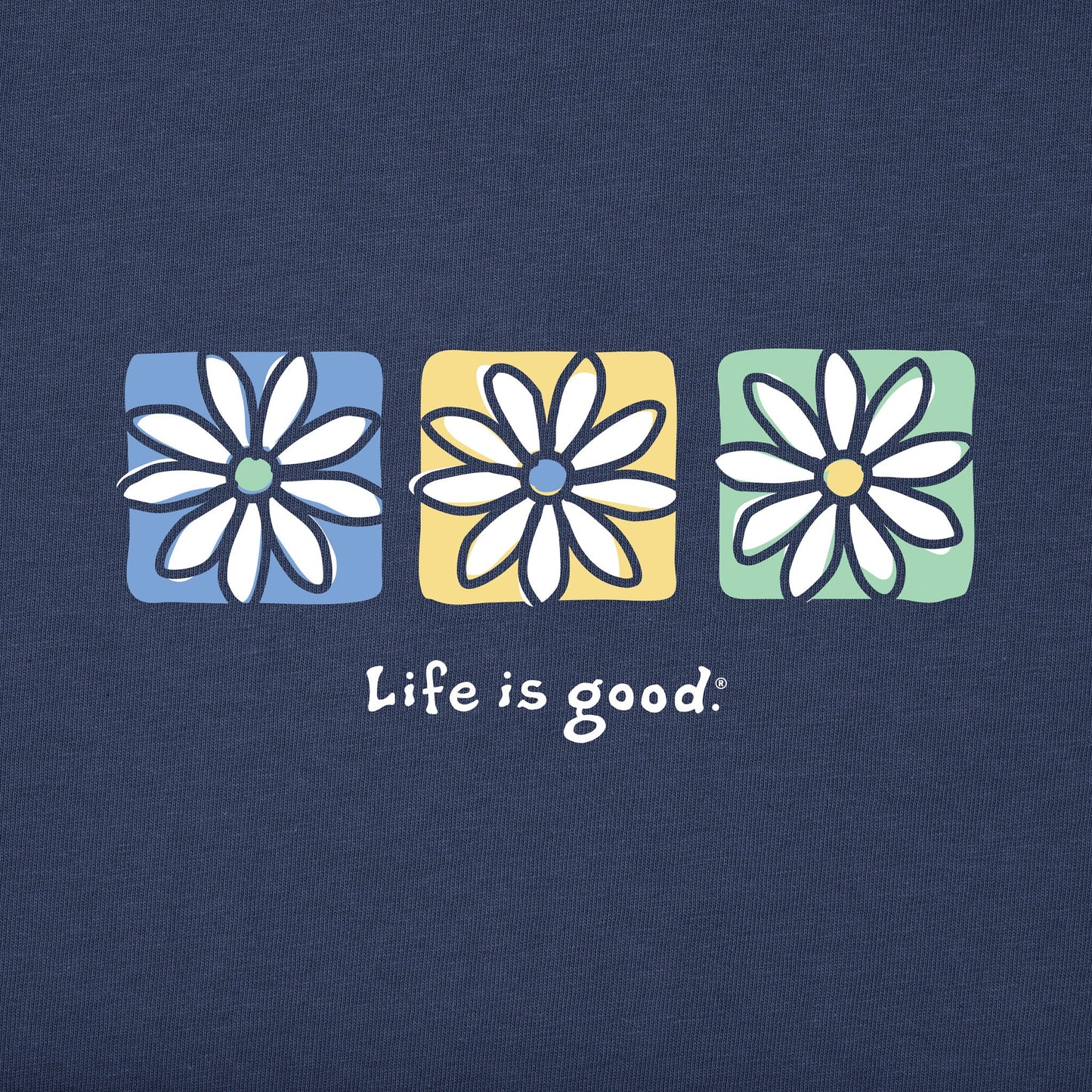 Women's Three Boxed Daisies Short Sleeve Crusher Tee