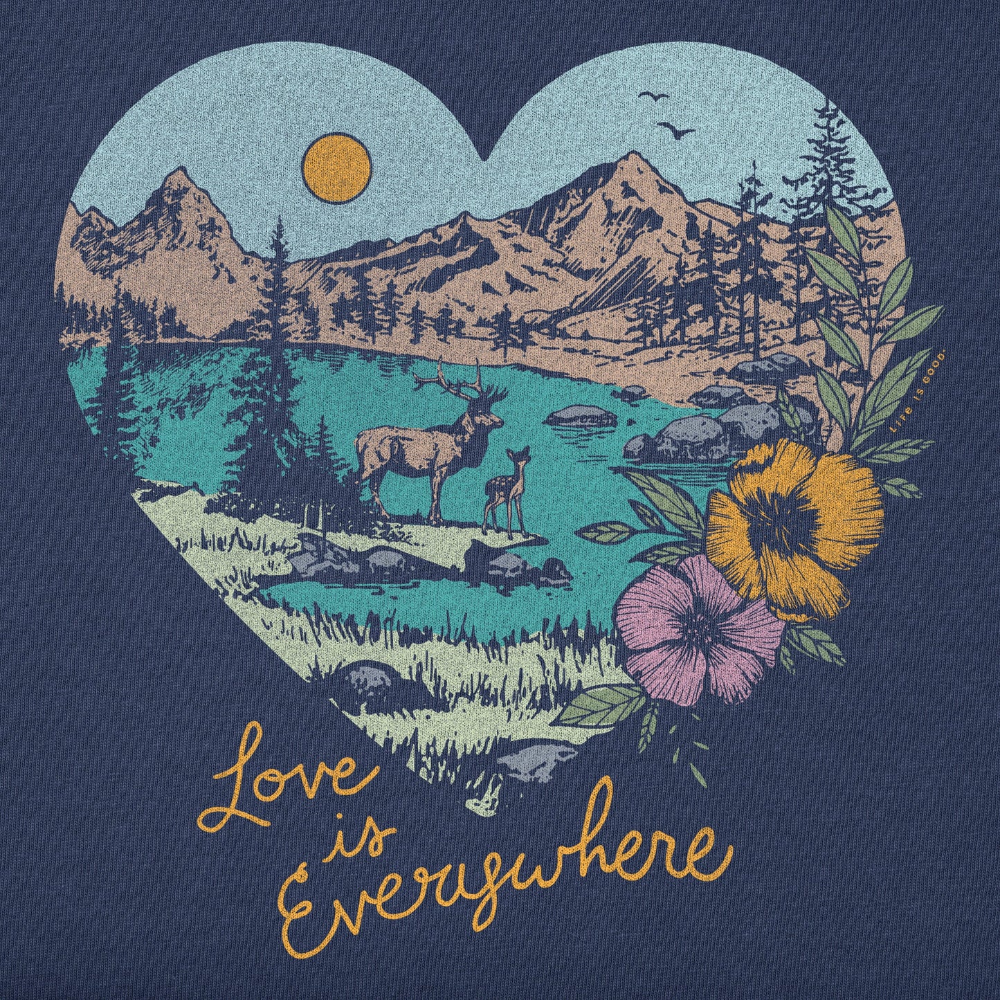 Women's Scenic Heart Love is Everywhere Short Sleeve Crusher Vee