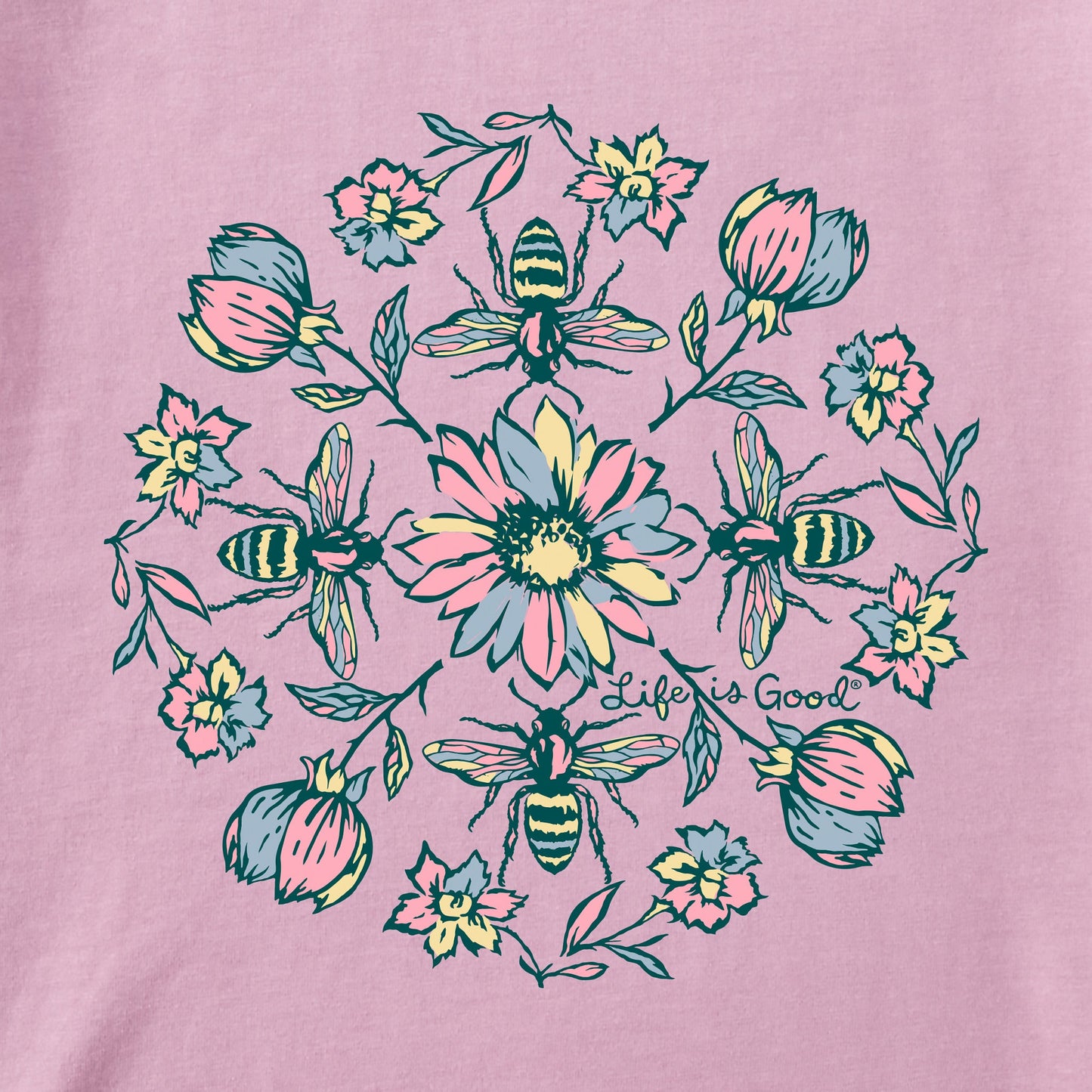 Women's Floral Bee Mandala Short Sleeve Tee