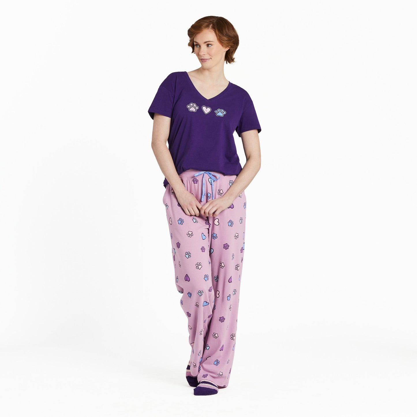 Women's Hearts and Paws Pattern Snuggle Up Sleep Pant