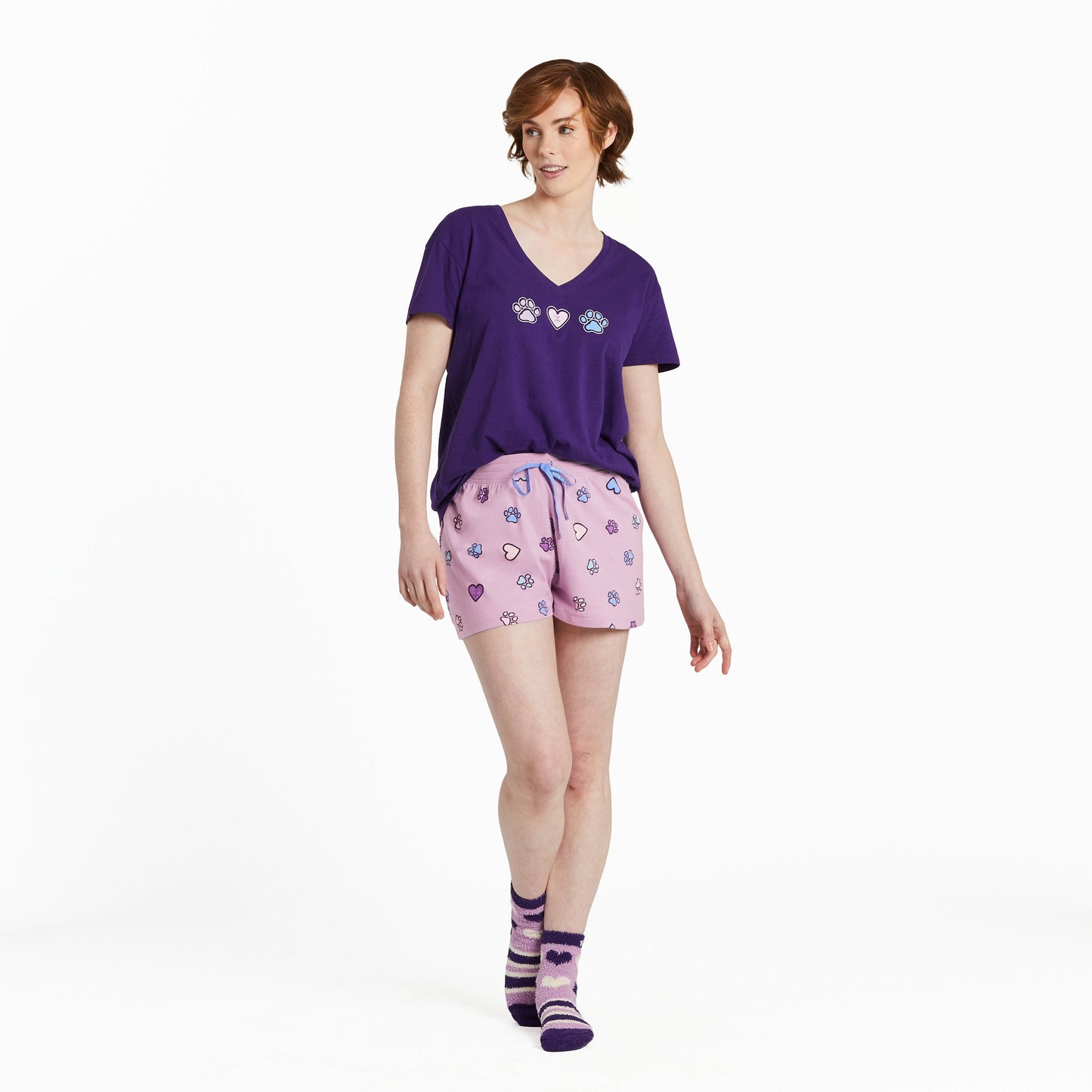 Women's Hearts and Paws Pattern Snuggle Up Sleep Short