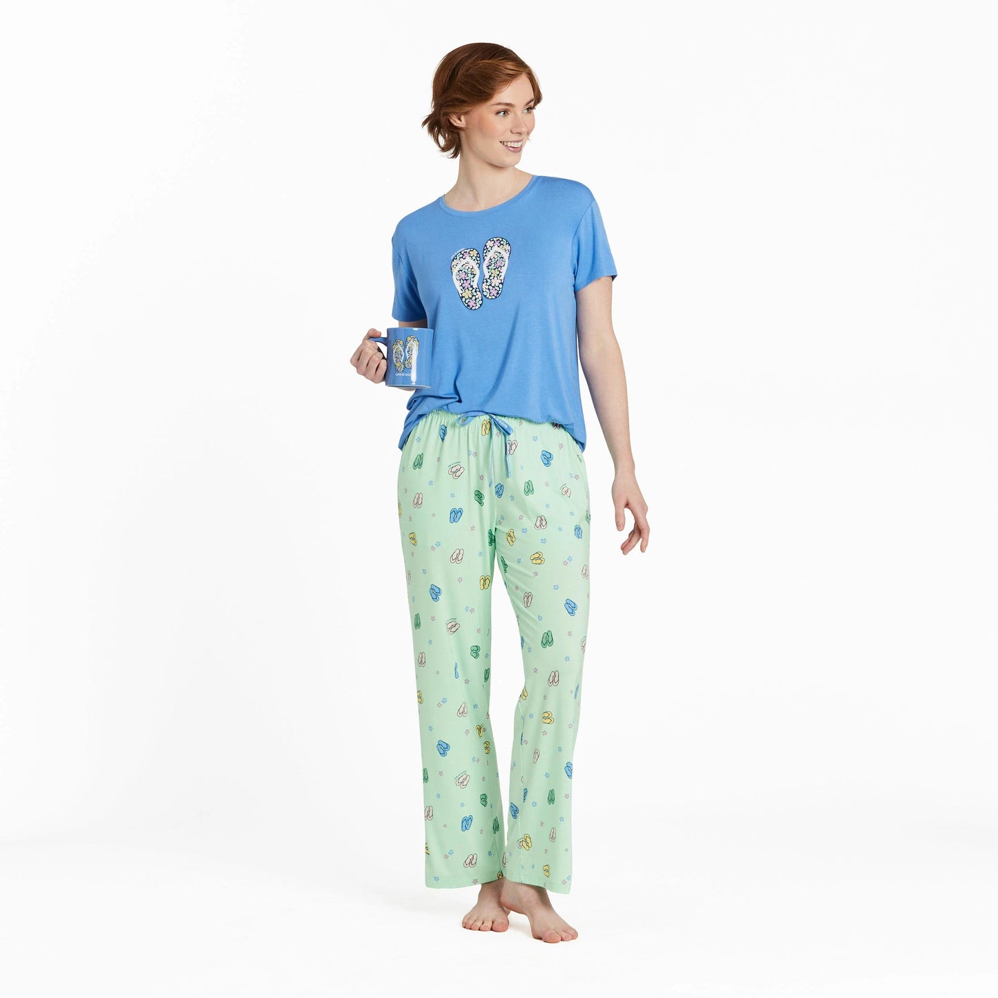Women's Flip Flop Daisy Pattern Lightweight Sleep Pant