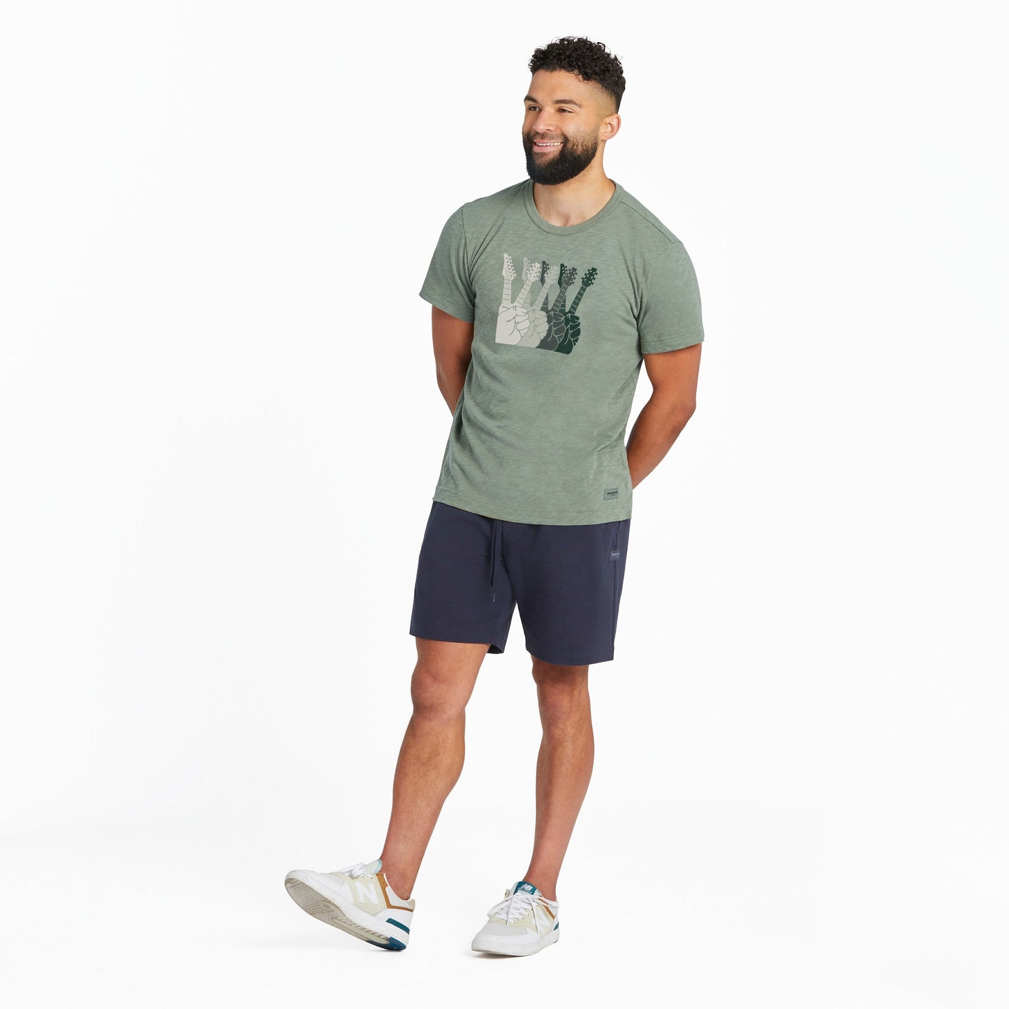 Men's Simple Peace Guitars Textured Slub Tee