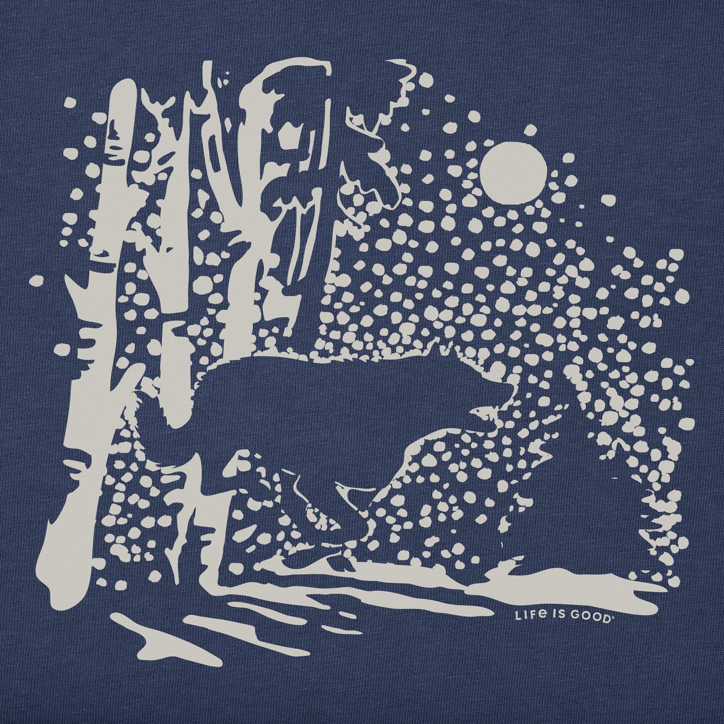 Men's Retro Snowy Woods Wolf Long Sleeve Crusher Tee
