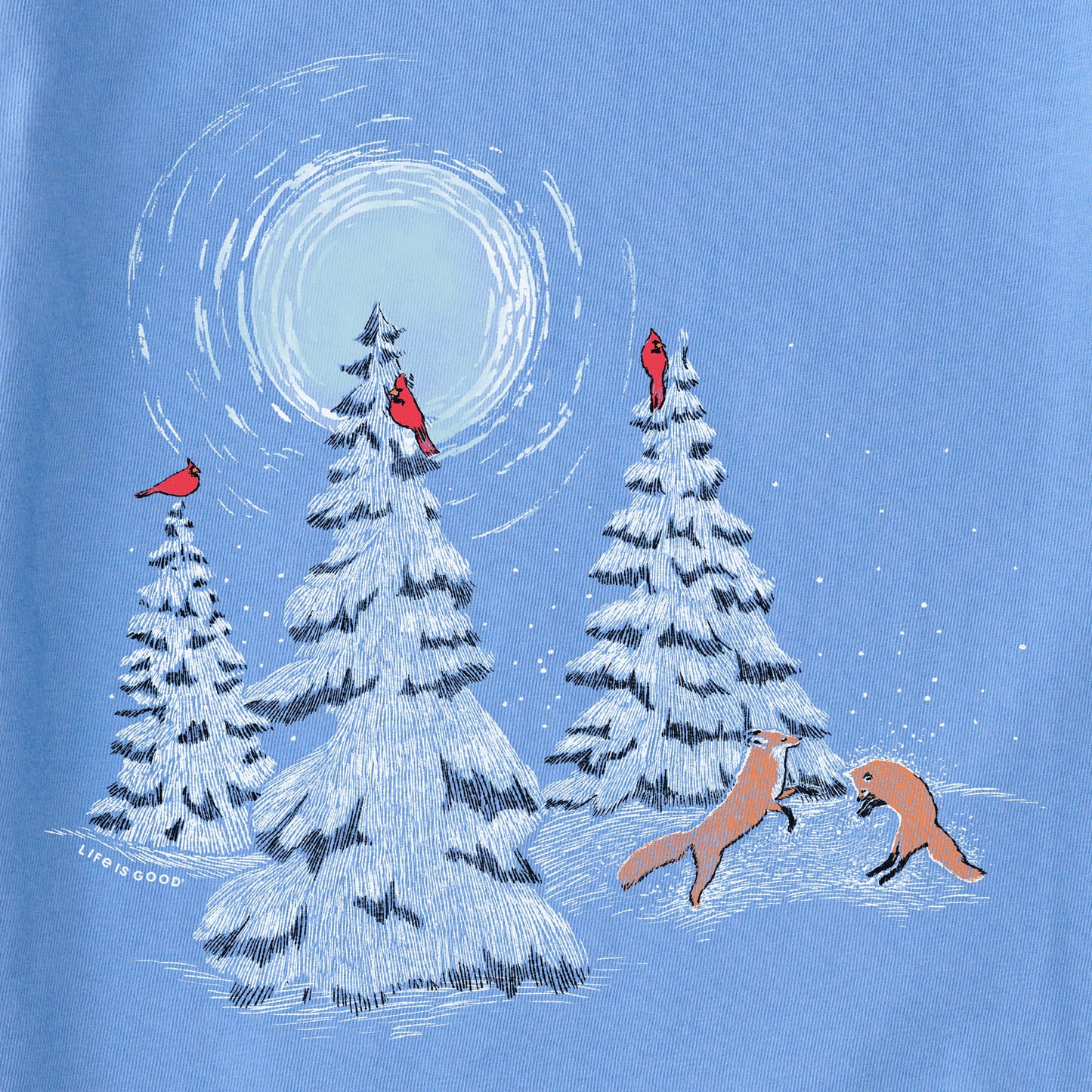 Women's Cardinals Snowy Trees Foxes Short Sleeve Crusher Tee