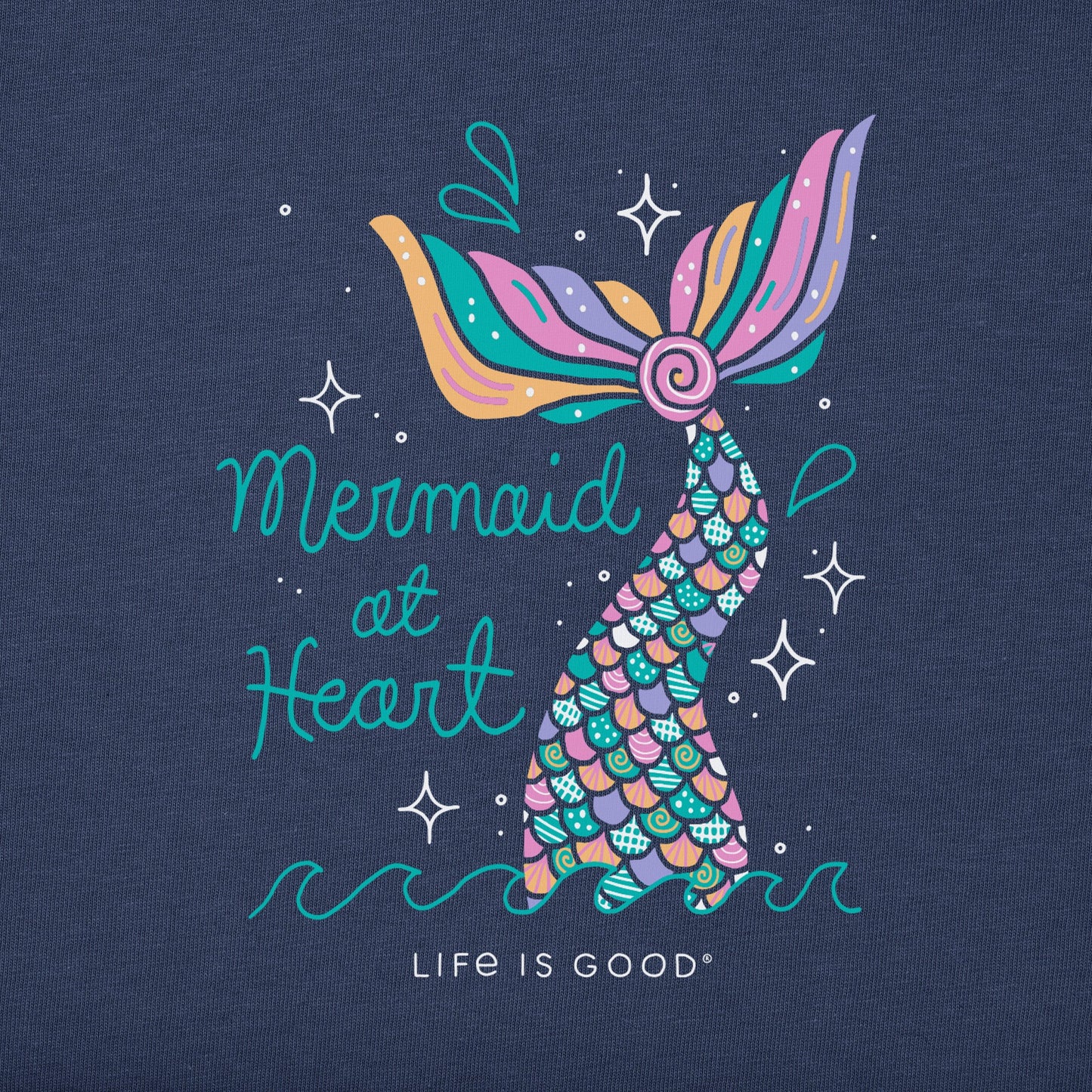 Kids Mermaid at Heart Long Sleeve Crusher Tee
