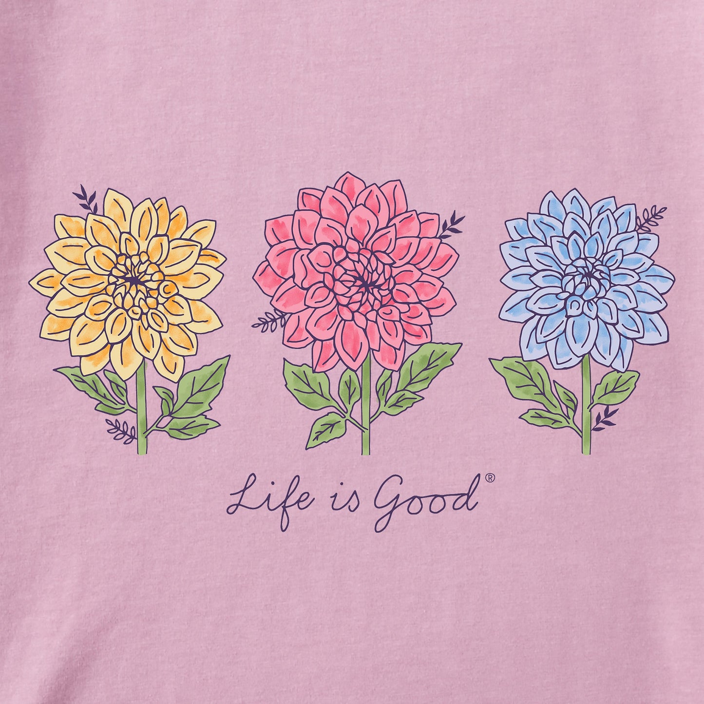 Women's Genuine 3 Dahlias Short Sleeve Vee