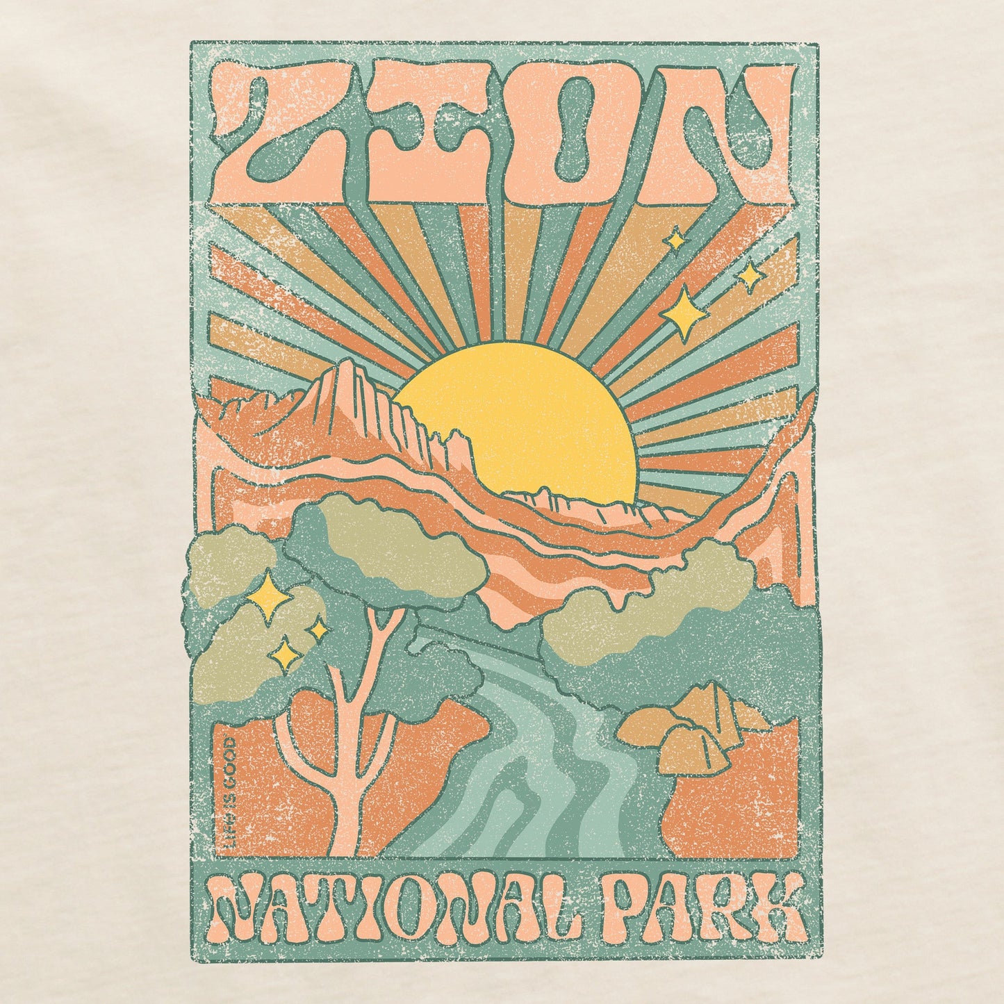 Women's Zion National Park Psychedelic Scene Short Sleeve Crusher Boxy Tee