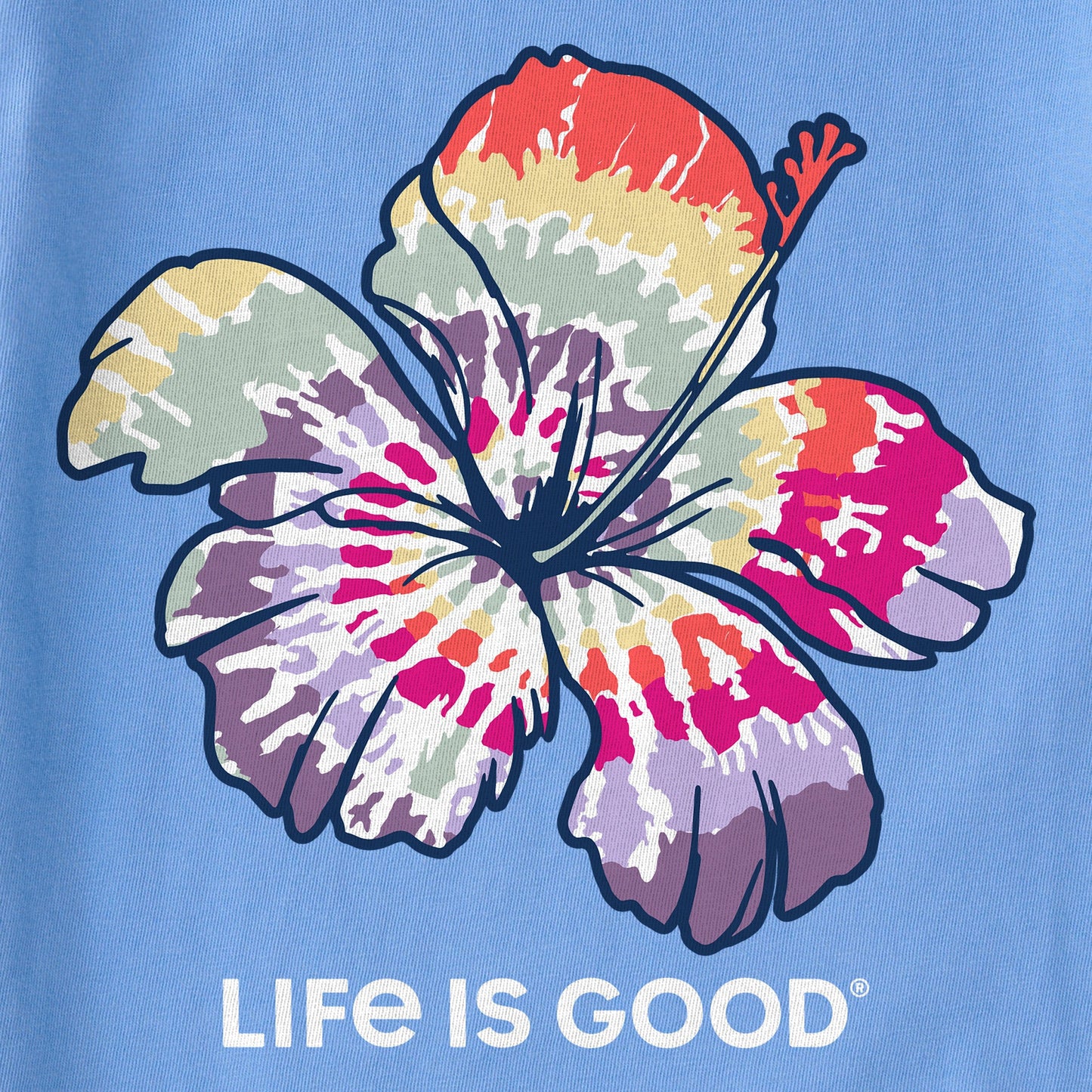 Women's Tie Dye Hibiscus Short Sleeve Vee