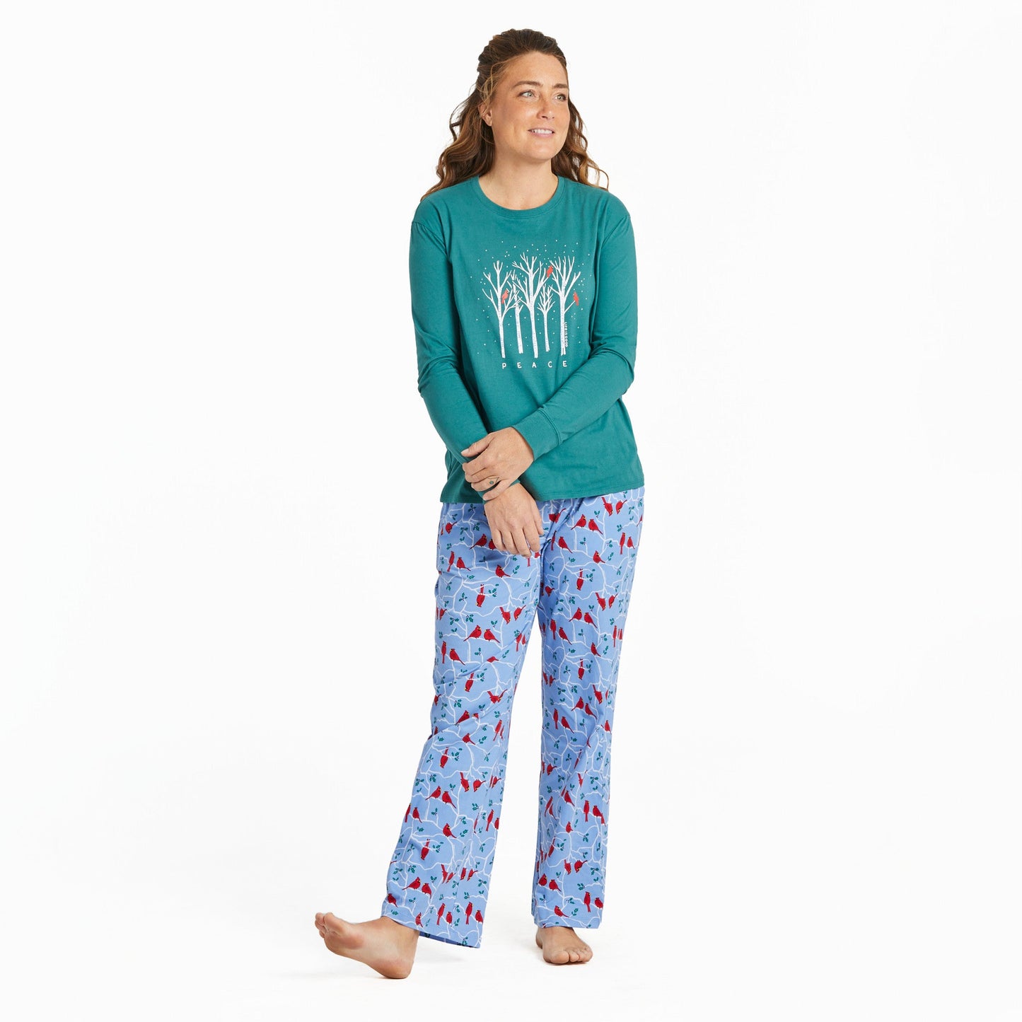 Women's Cardinal Branch Pattern Snuggle Up Sleep Pant