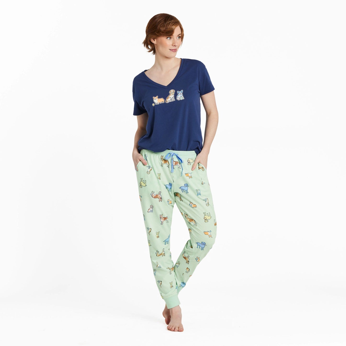 Women's Vintage Dog Pattern Snuggle Up Sleep Jogger