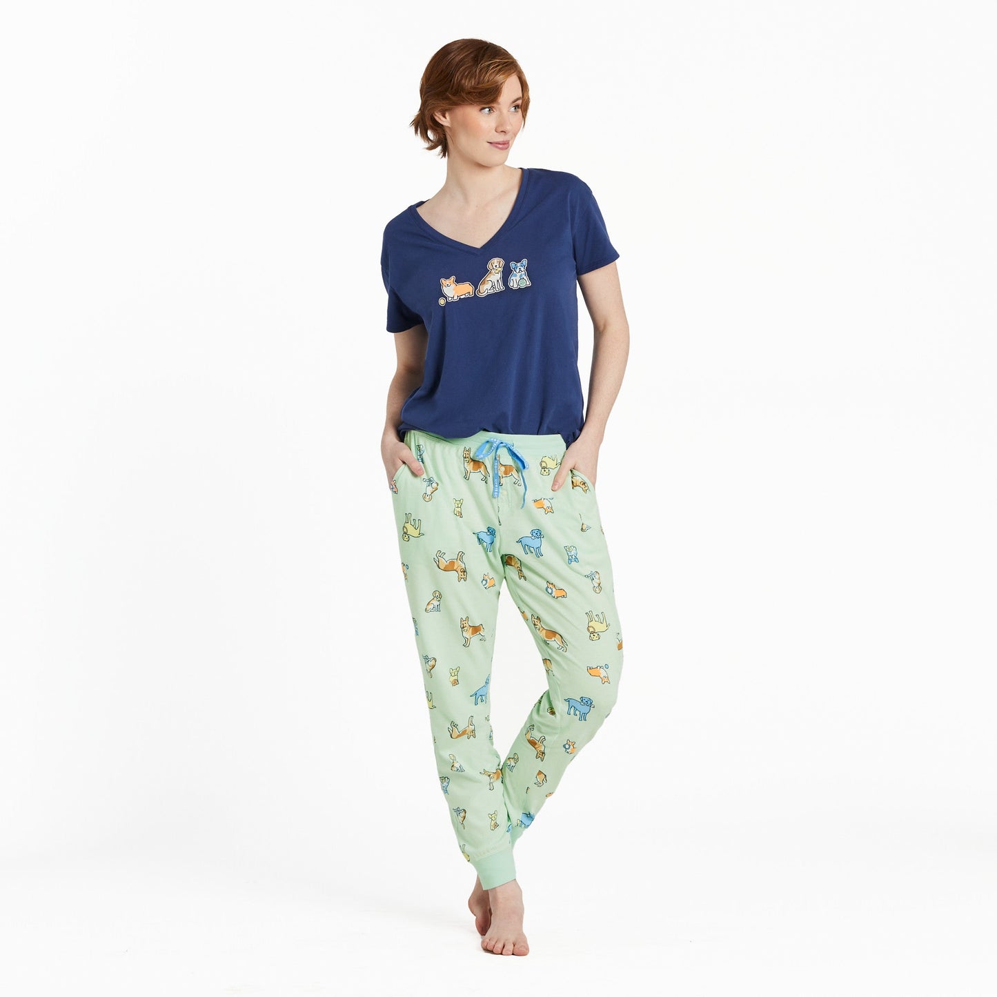 Women's Dog Playdate Snuggle Up Relaxed Sleep Vee