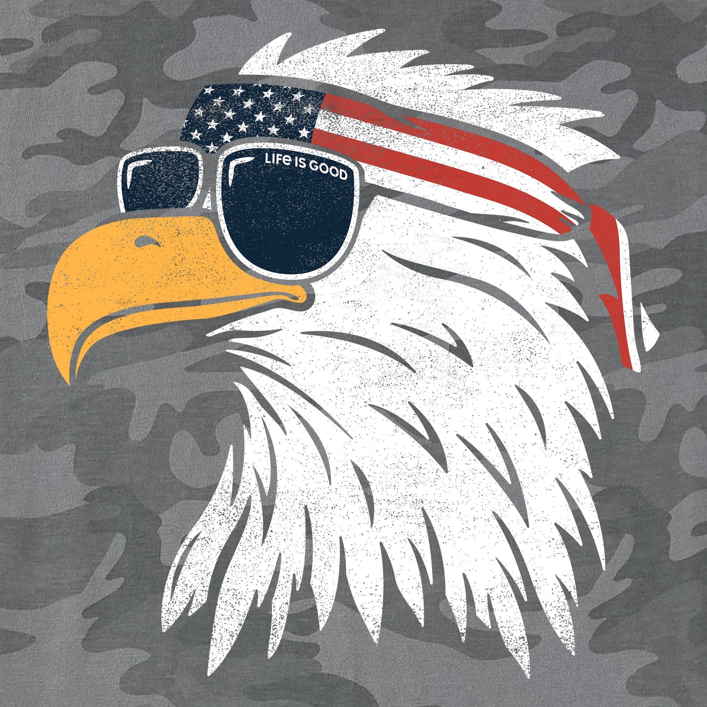 Men's Patriotic Eagle Short Sleeve Allover Printed Crusher Tee