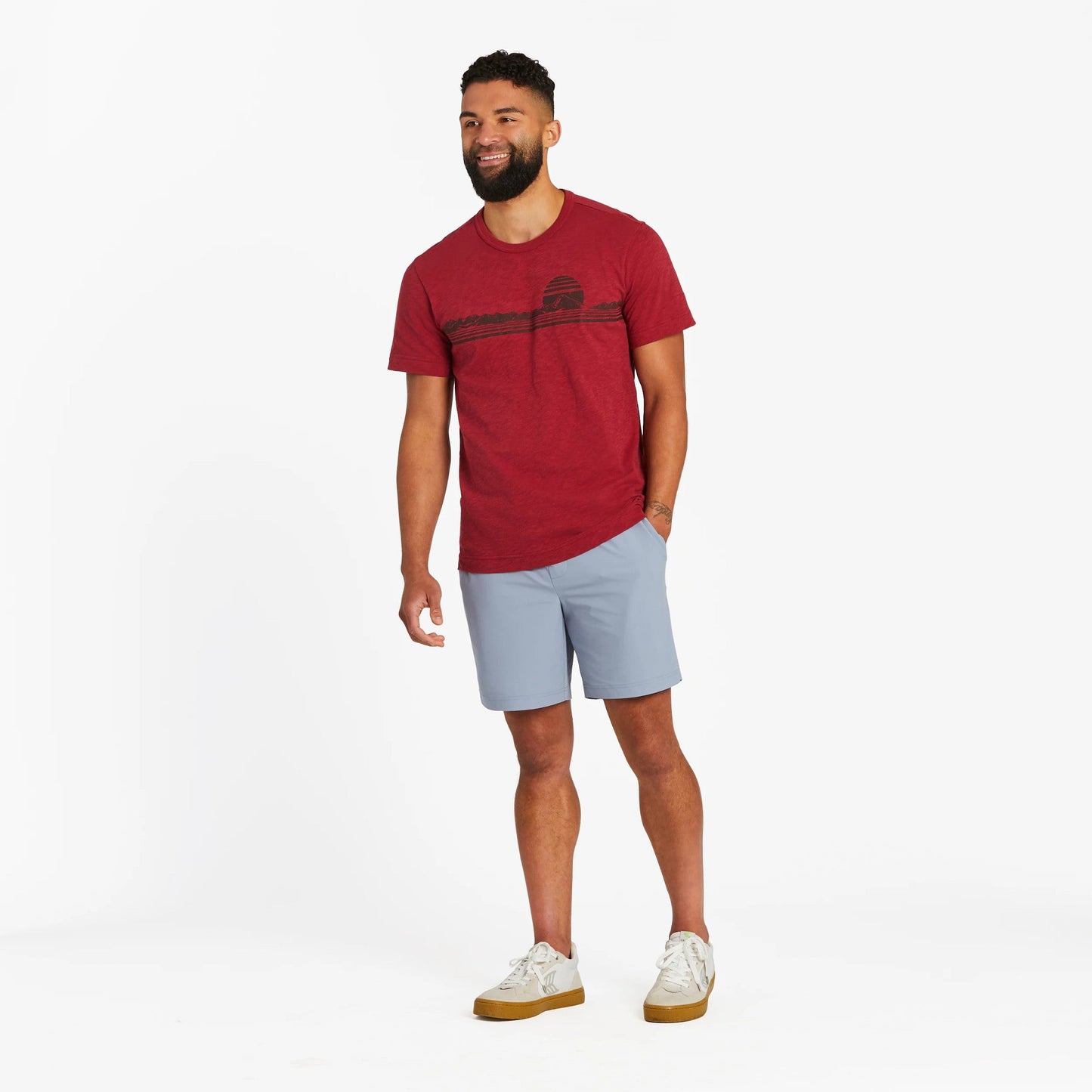 Men's Retro Mountainscape Textured Slub Tee