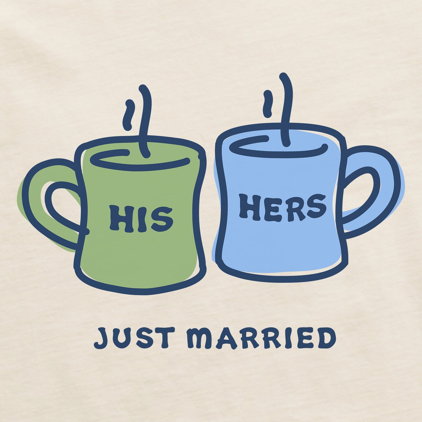 Men's His Hers Just Married Mugs Short Sleeve Crusher Tee
