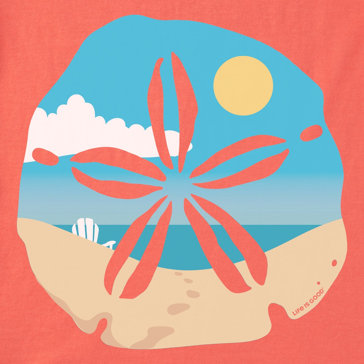 Women's Sand Dollar Beach Scene Short Sleeve Crusher Tee