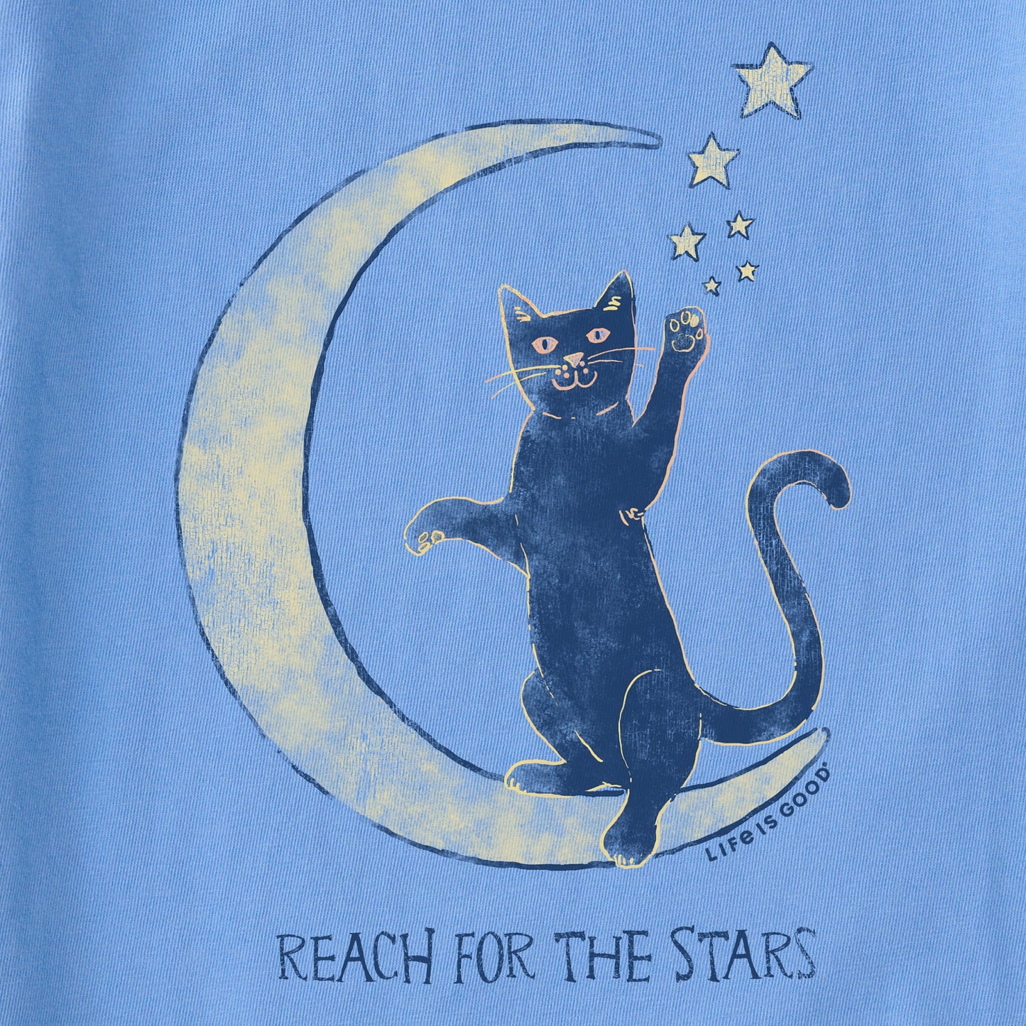Women's Reach for the Stars Crescent Cat Short Sleeve Tee