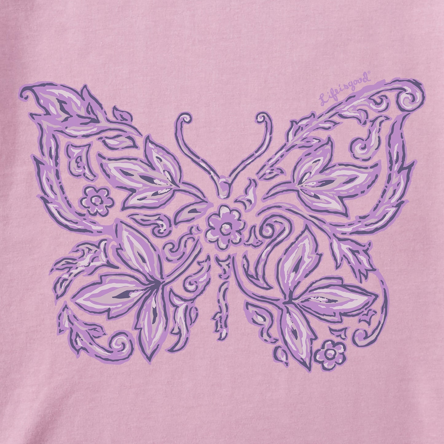 Women's Tribal Butterfly Short Sleeve Crusher Vee