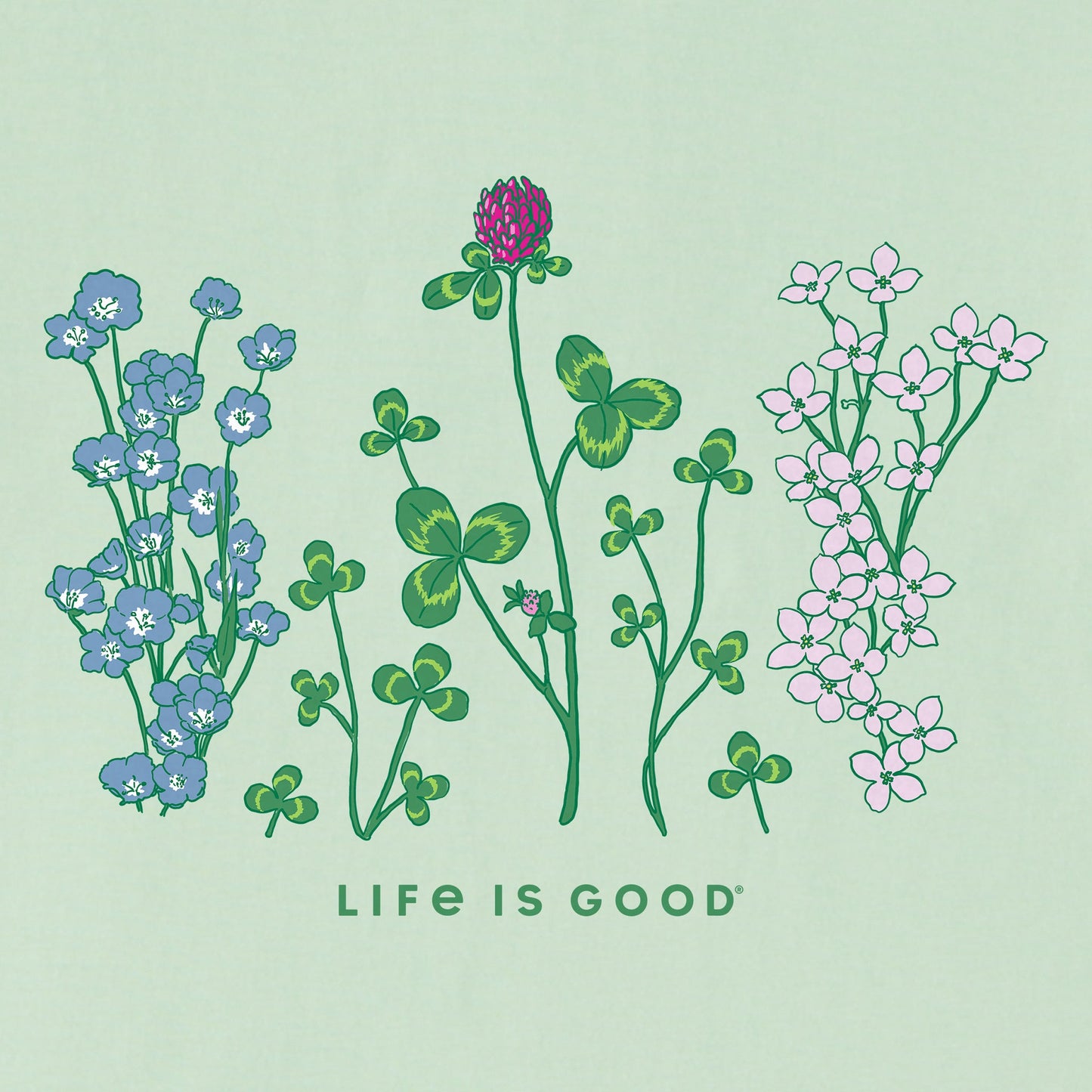 Women's Detailed Clovers and Wildflowers Short Sleeve Tee