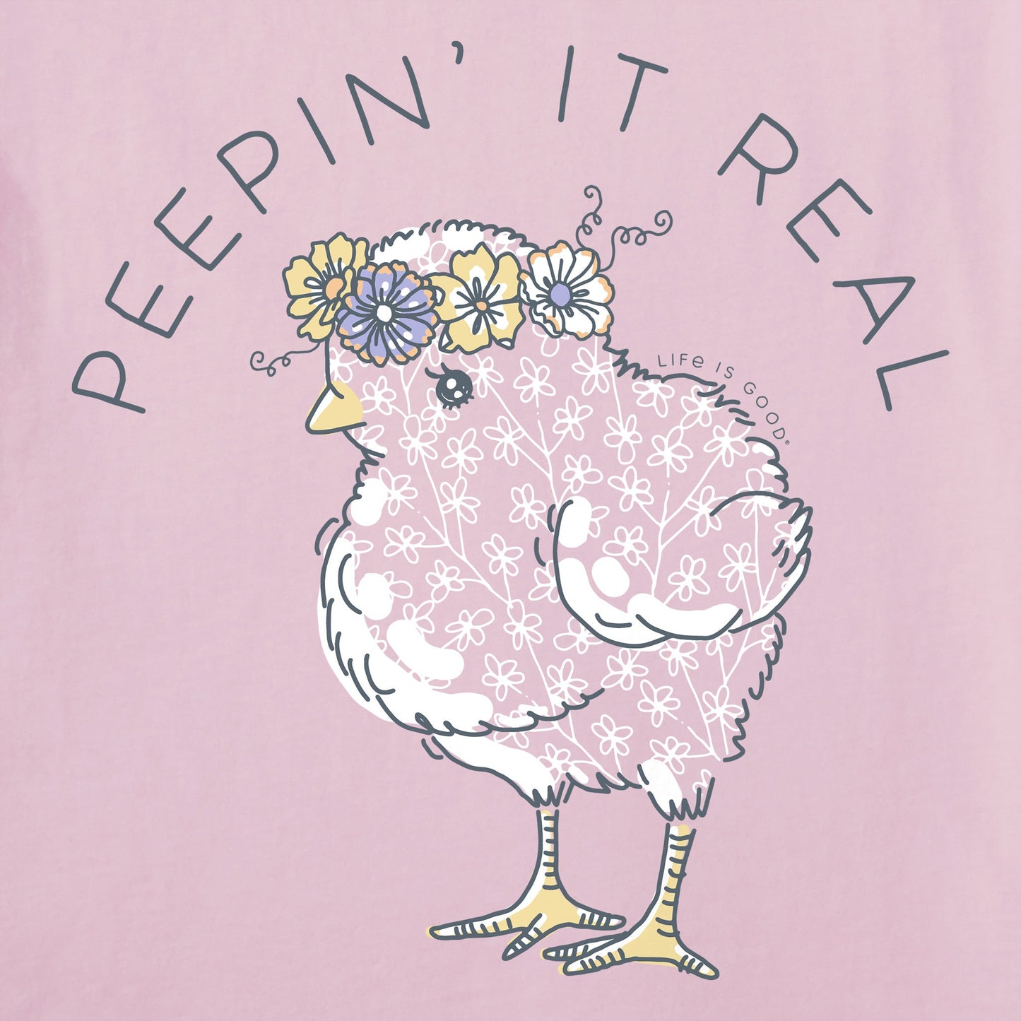 Women's Baby Chick Flower Crown Short Sleeve Crusher Vee