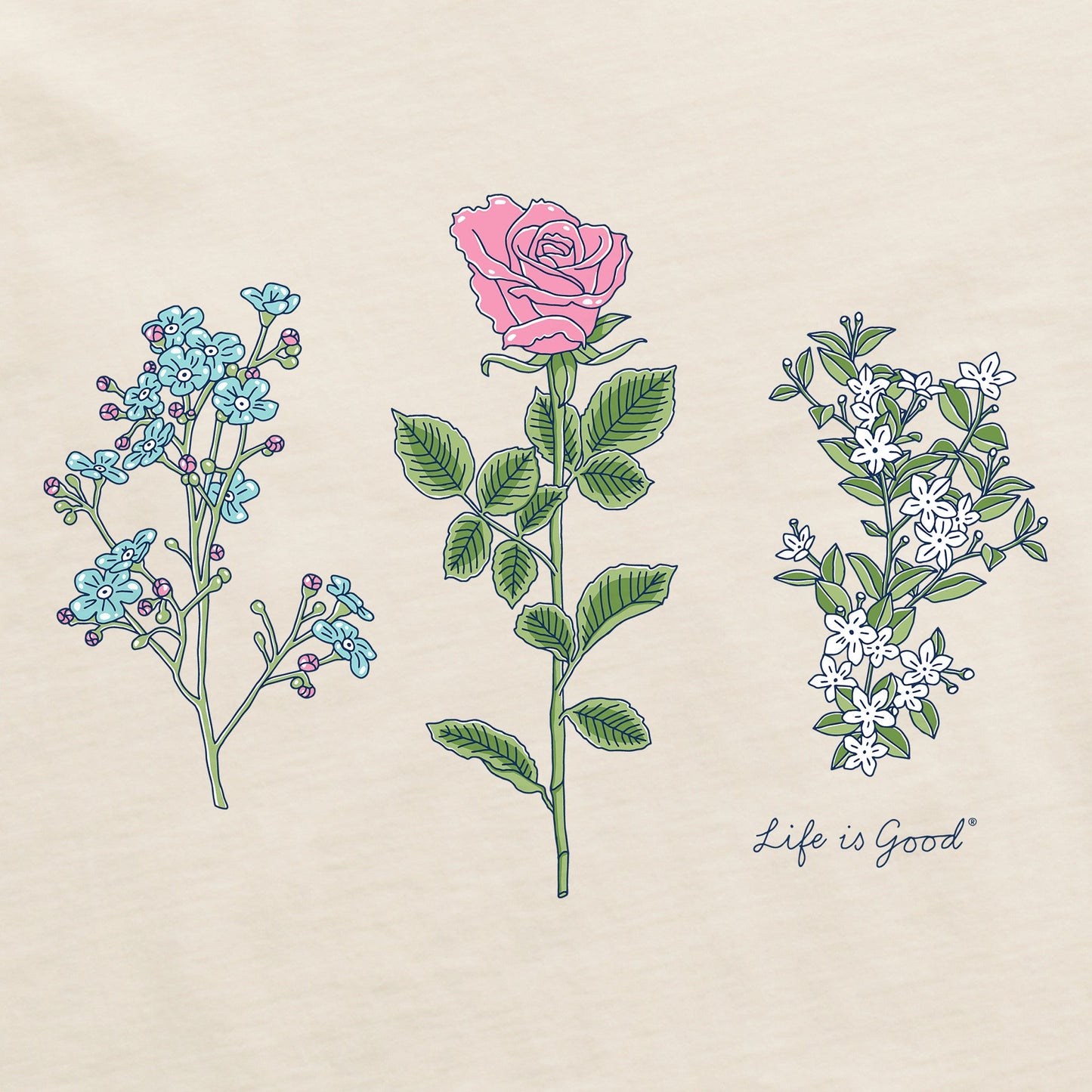 Women's 3 Botanical Rose Jasmine Short Sleeve Crusher Tee