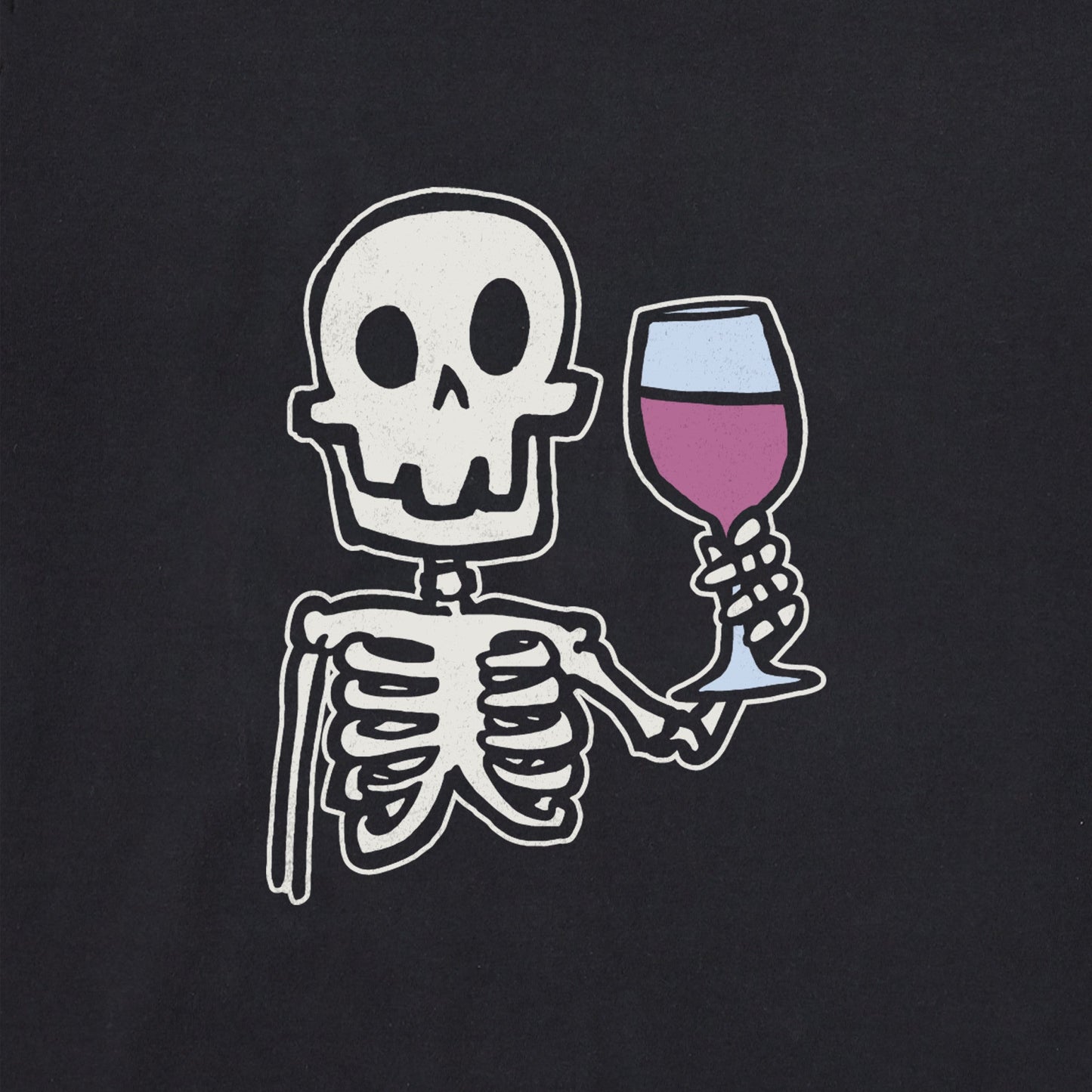 Women's Skeleton with Wine Long Sleeve Crusher Tee