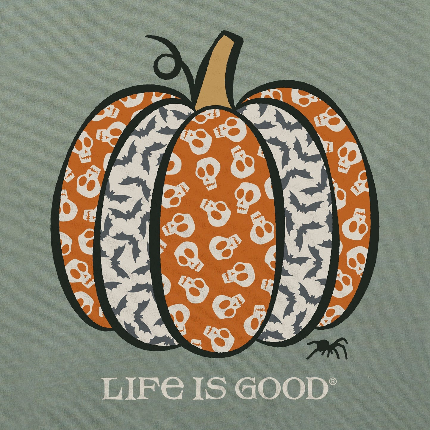 Women's Skull & Bats Pumpkin Short Sleeve Crusher Vee