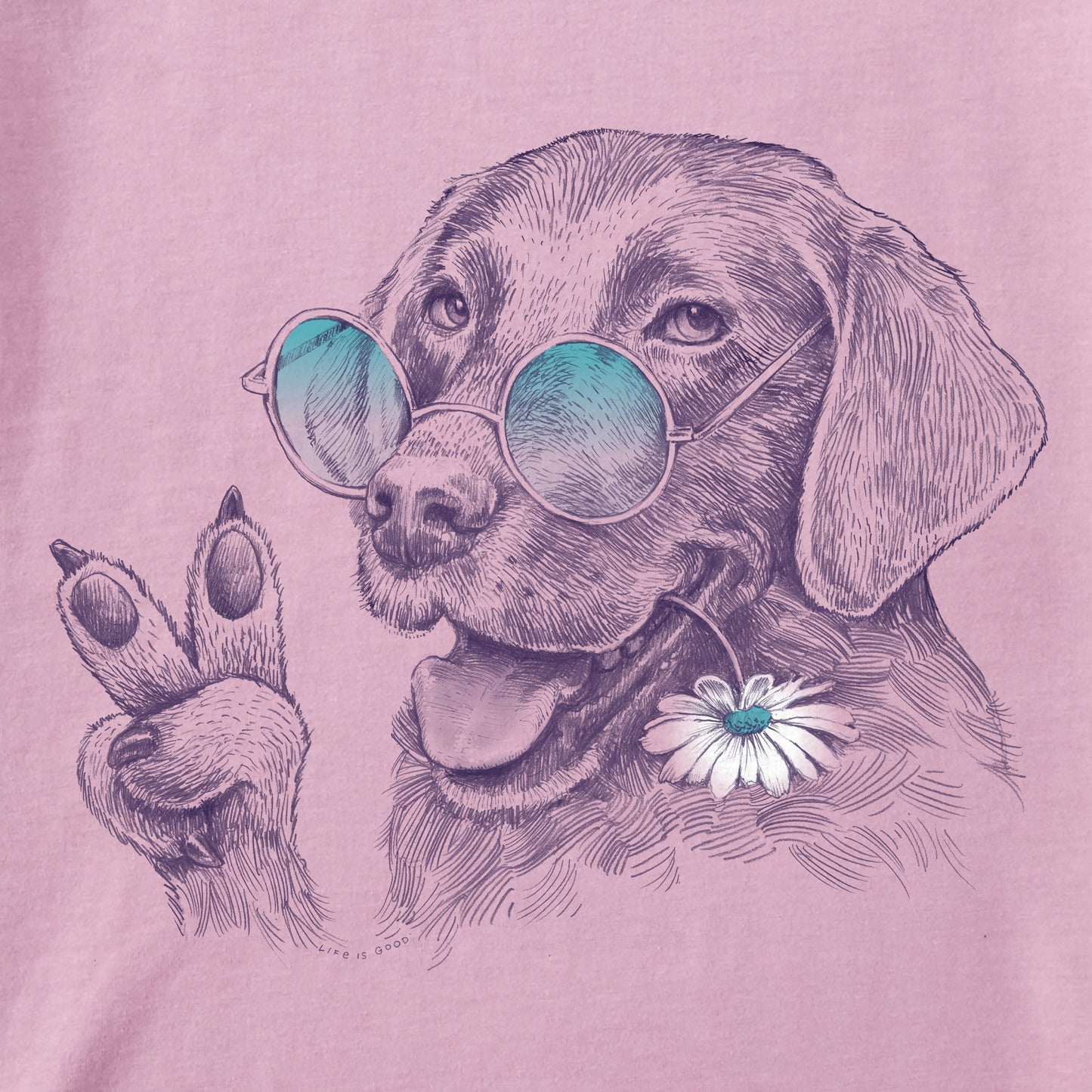Kids Peaceful Hippie Hound w Daisy Short Sleeve Crusher Tee