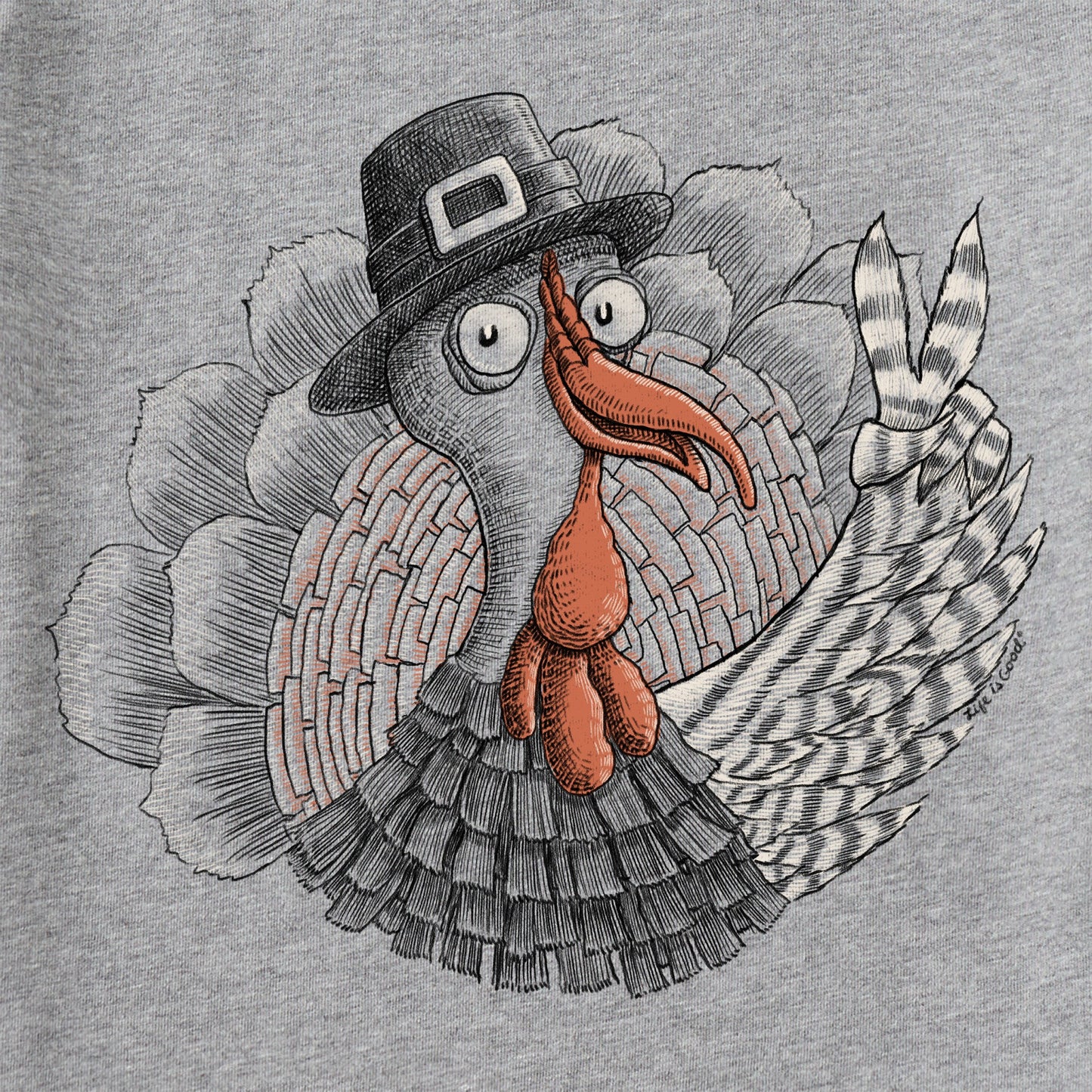 Men's Peaceful Turkey Long Sleeve Crusher Tee
