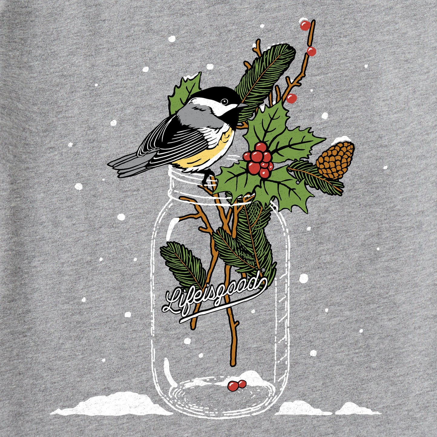 Women's Chickadee Holiday Jar Long Sleeve Crusher Tee