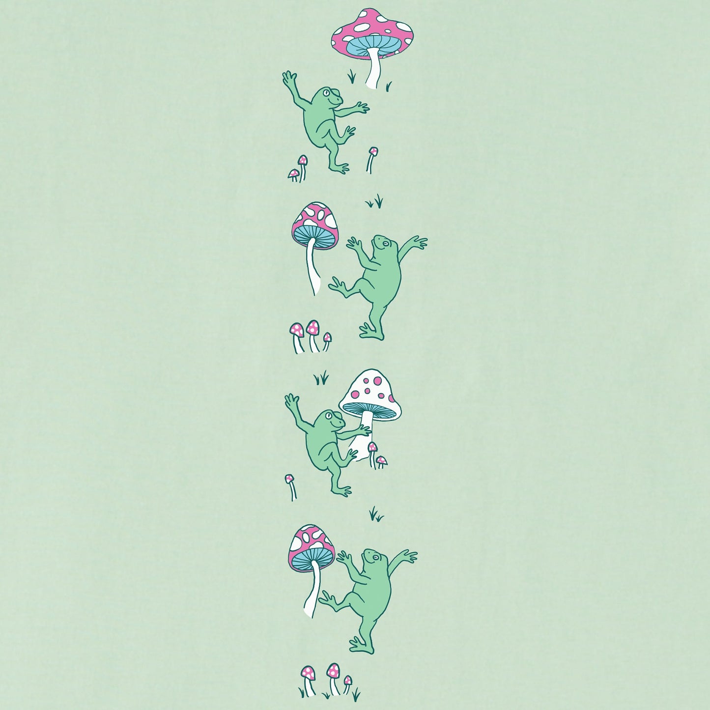 Women's Dancing Frogs and Mushrooms Long Sleeve Crusher Boxy Tee