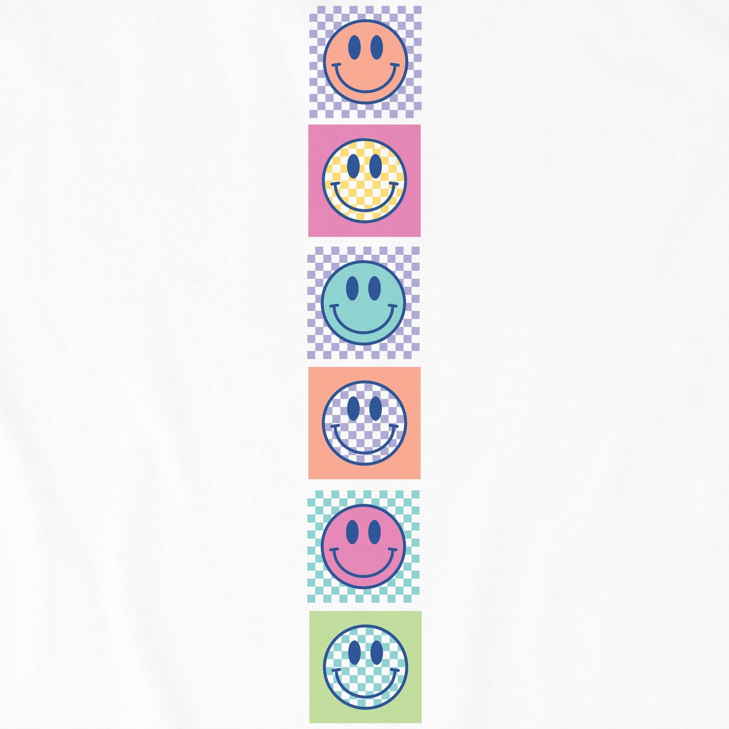 Women's Checkered Smiles Long Sleeve Crusher Boxy Tee