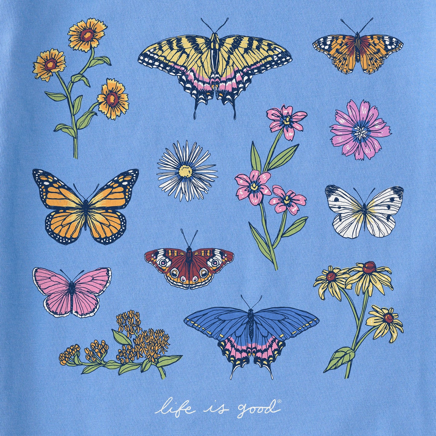Women's Butterflies and Wildflowers Short Sleeve Crusher Boxy Tee