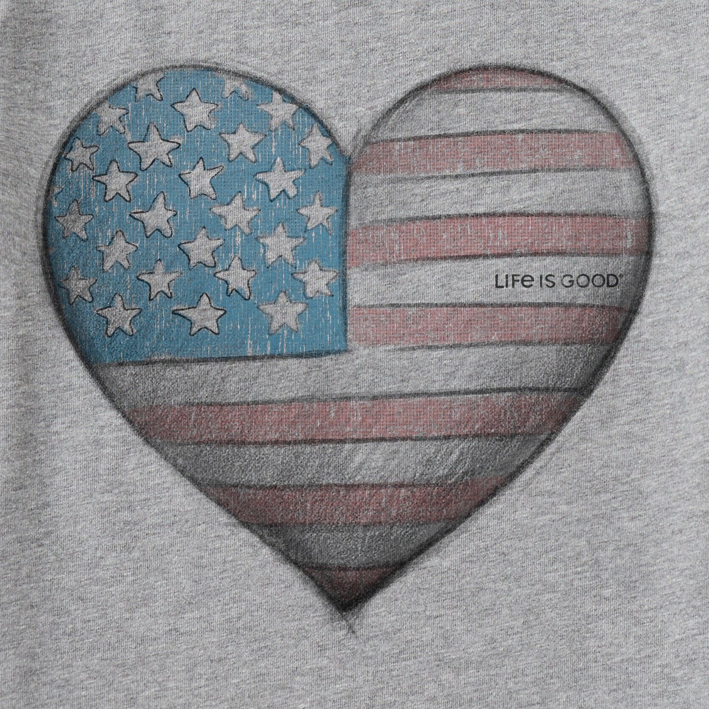 Women's Dreamy USA heart Short Sleeve Crusher Vee
