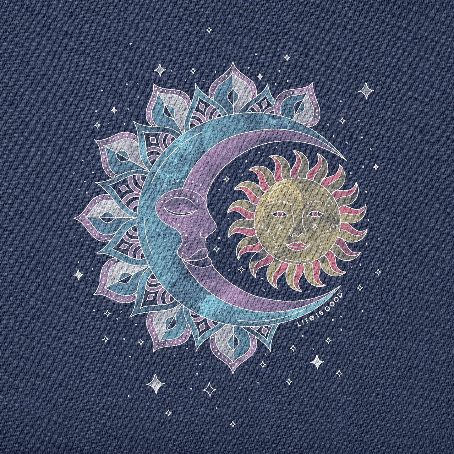 Women's Washy Celestial Sun Moon Short Sleeve Tee
