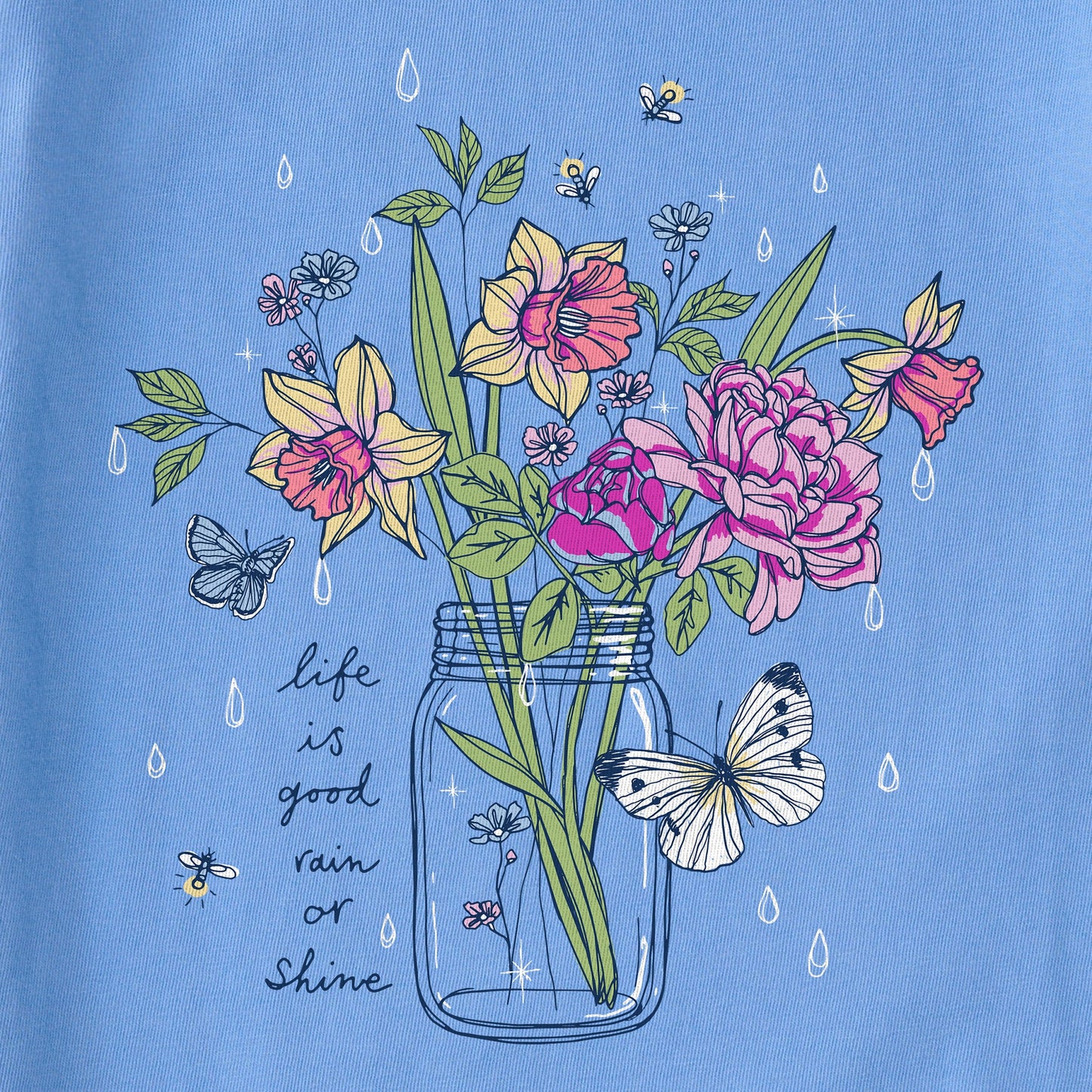 Women's Rain or Shine Jar Flowers Short Sleeve Tee