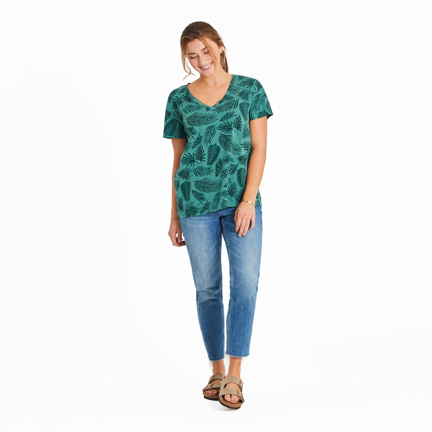 Women's Falling Ferns Pattern Crusher-LITE Easy Vee