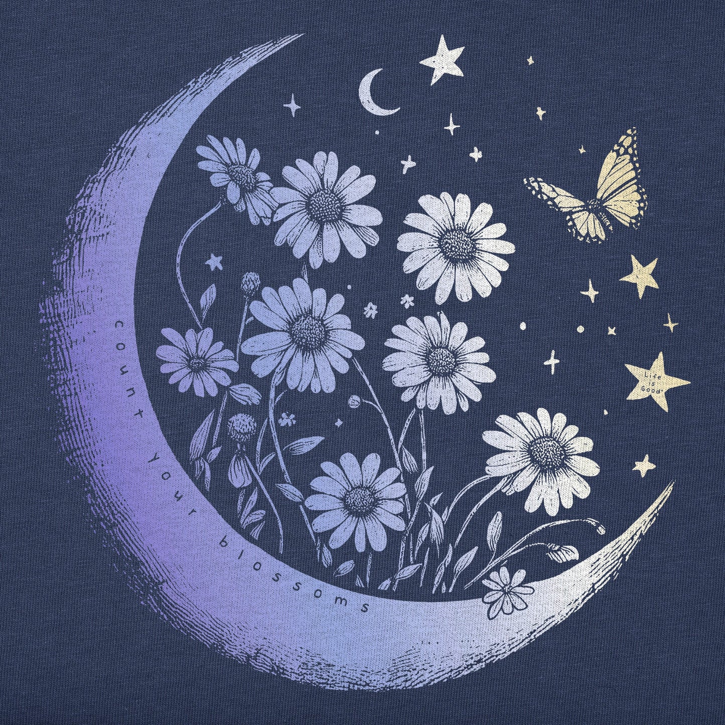 Women's Fineline Flower Moon Short Sleeve Crusher Boxy Tee