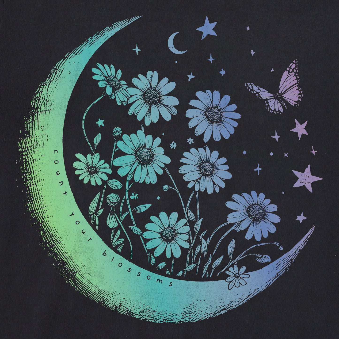 Women's Fineline Flower Moon Long Sleeve Crusher Tee