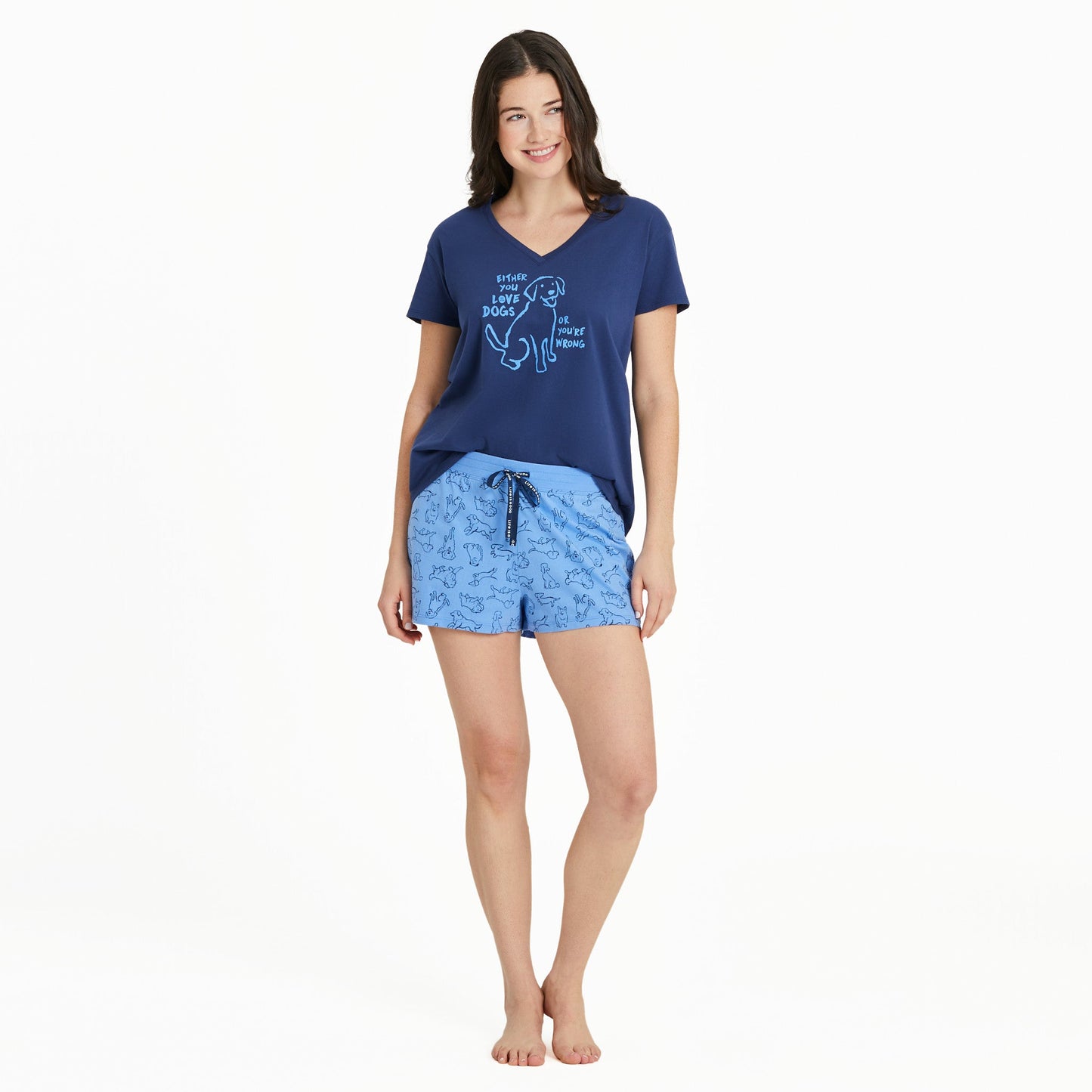 Women's Inkbrush Dog Pattern Snuggle Up Sleep Short